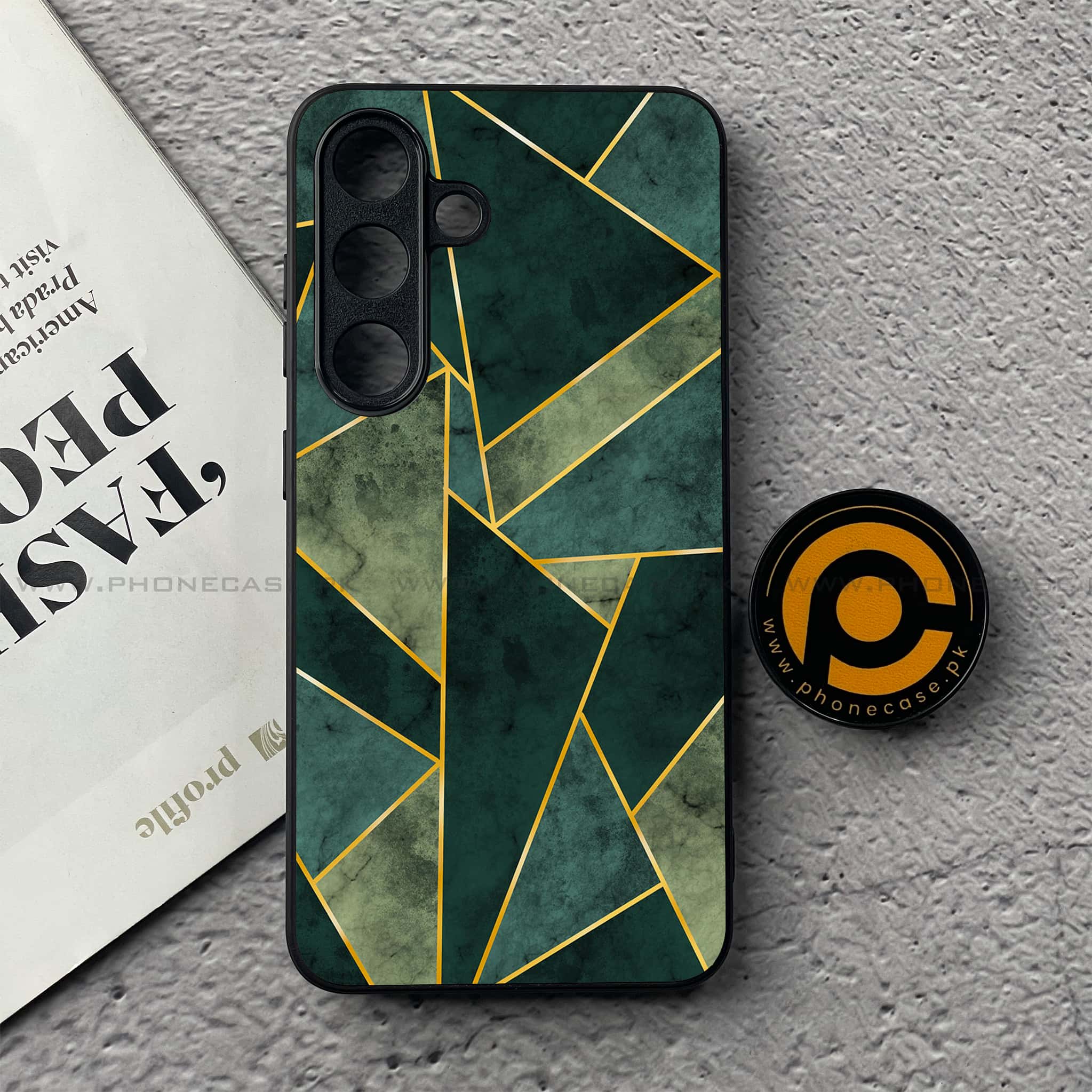 Samsung Galaxy S25 FE - Geometric Marble Series - Premium Metal Printed soft Bumper shock Proof Case