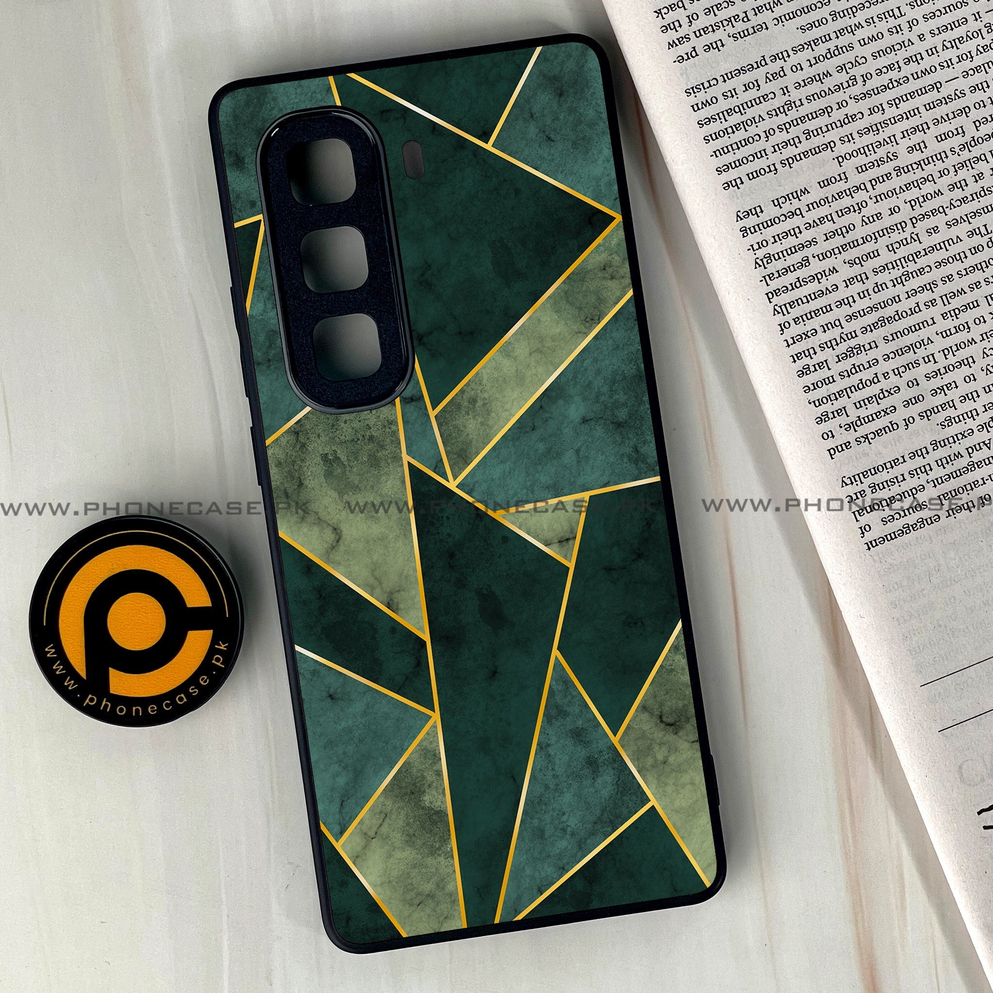 Infinix Hot 60 Pro Plus - Geometric Marble Series - Premium Metal Printed soft Bumper shock Proof Case