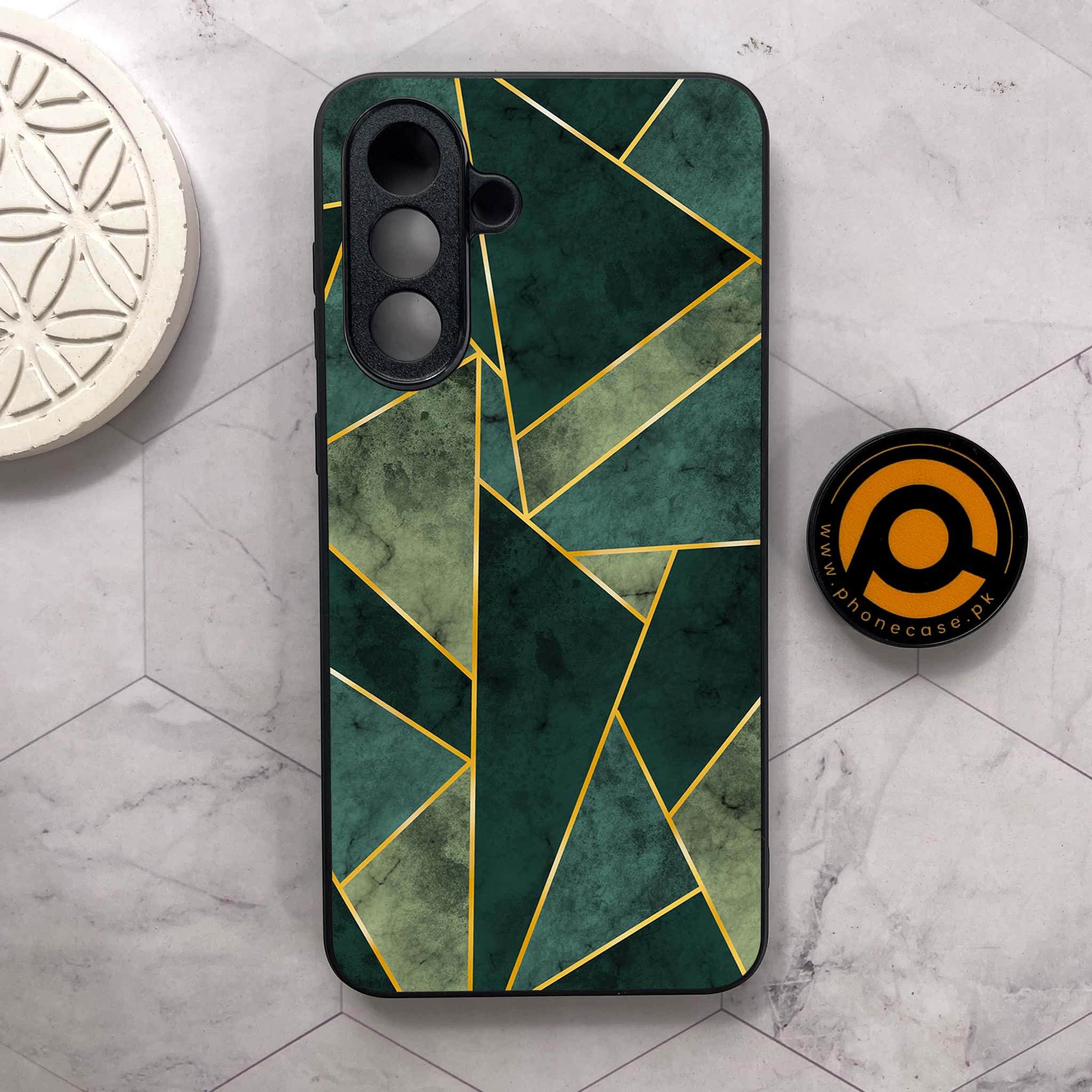Samsung Galaxy A26 5G -   Geometric Marble Series - Premium Metal Printed soft Bumper shock Proof Case