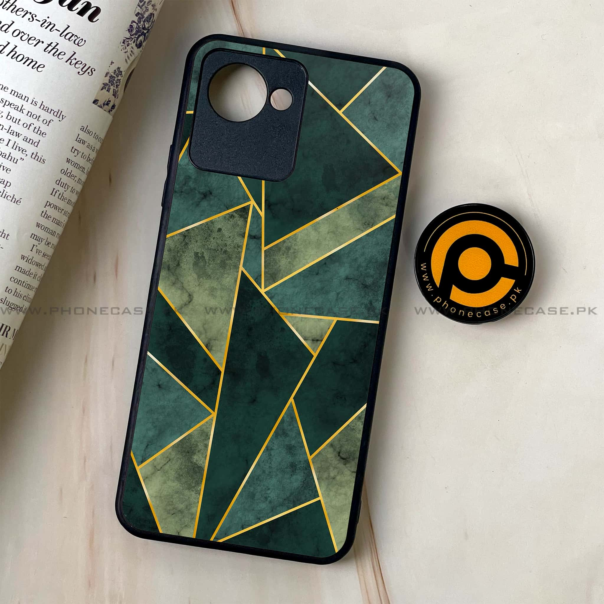 Realme C30 - Geometric Marble Series - Premium Printed Glass soft Bumper shock Proof Case