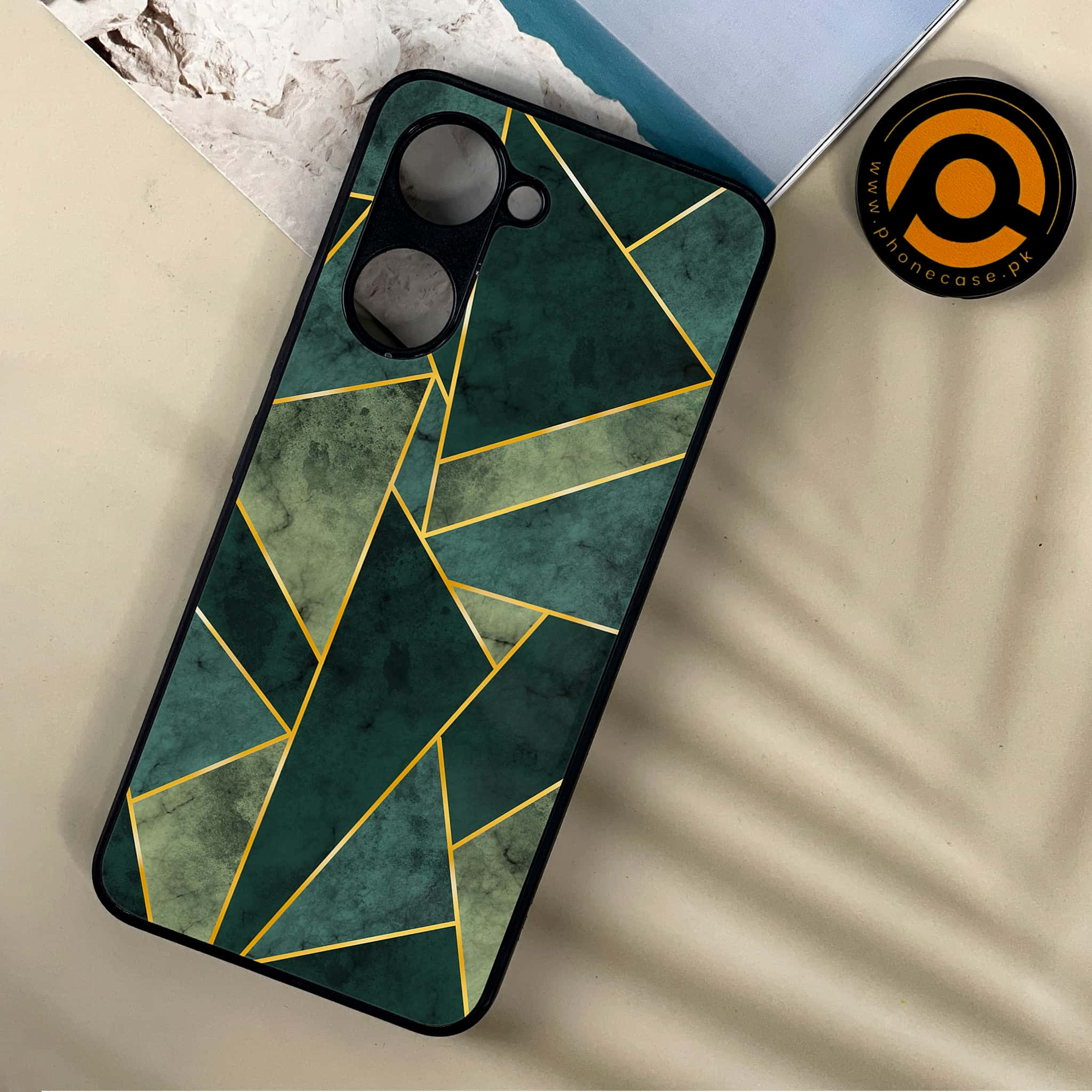 Vivo Y03 - Geometric Marble Series - Premium Printed Metal soft Bumper shock Proof Case