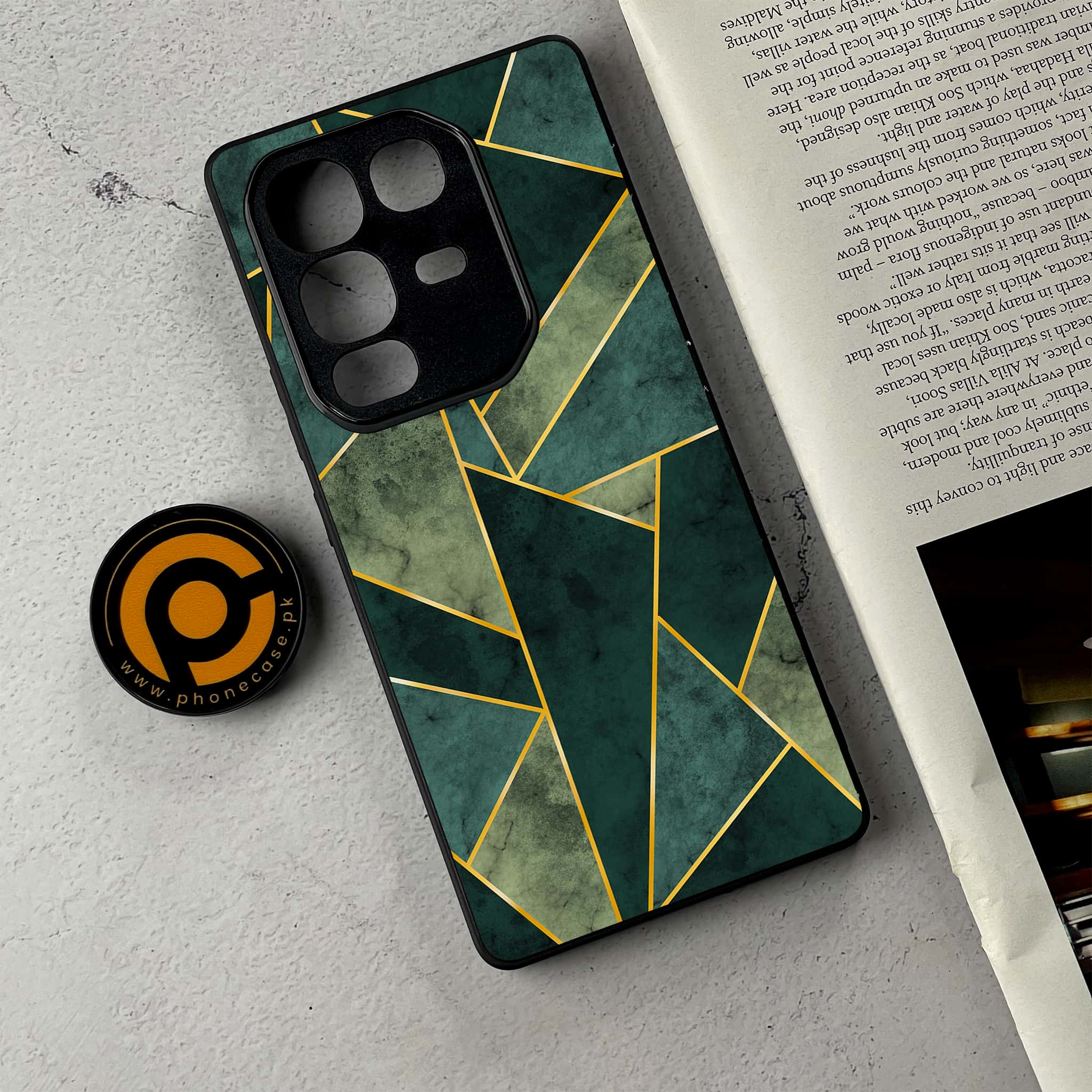 Infinix Note 50 - Geometric Marble Series - Premium Metal Printed Soft Bumper Shockproof Case