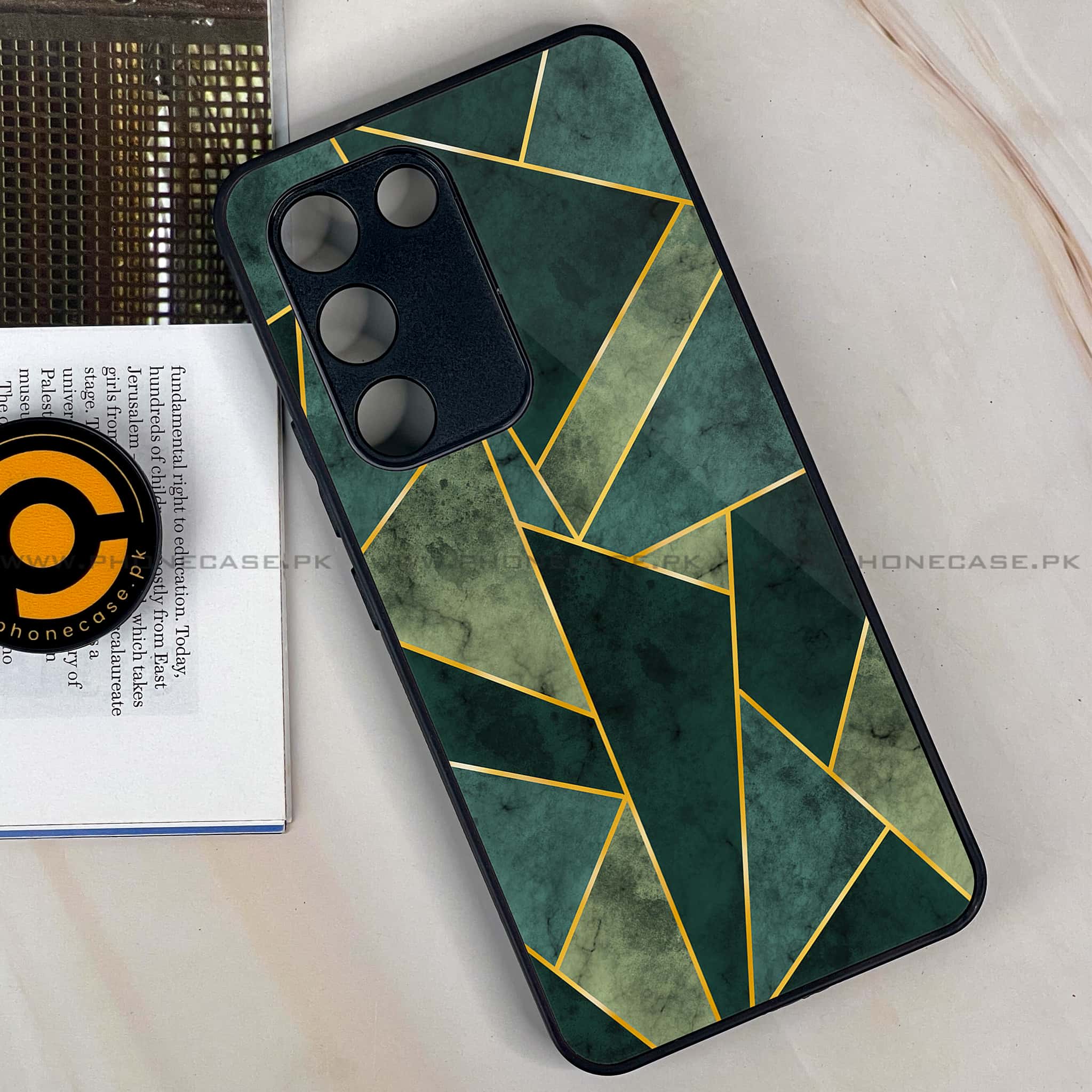 Vivo Y200e - Geometric Marble Series - Premium Metal Printed soft Bumper shock Proof Case