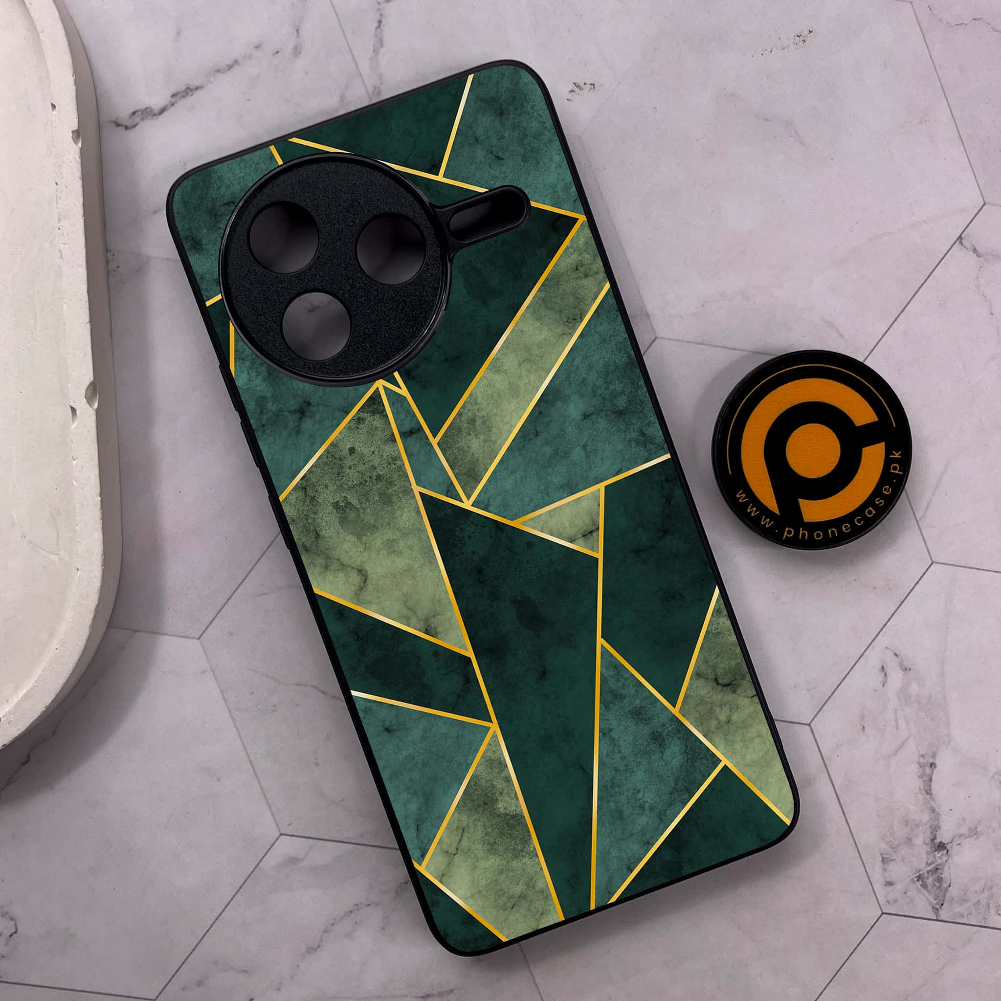 Xiaomi Poco F7 Pro 5G - Geometric Marble Series - Premium Metal Printed soft Bumper shock Proof Case