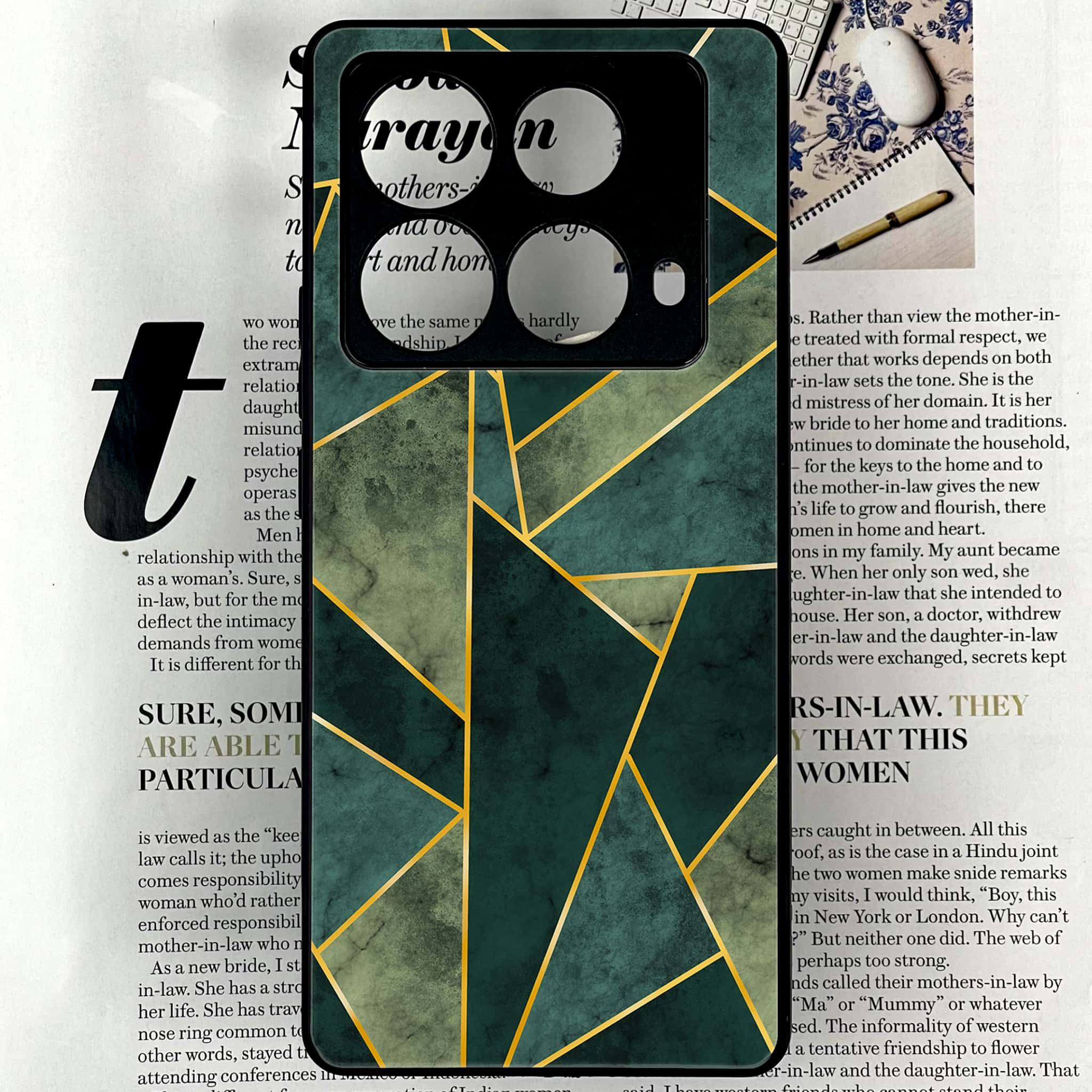 Infinix Note 40 4G - Geometric Marble Series - Premium Printed Glass soft Bumper shock Proof Case