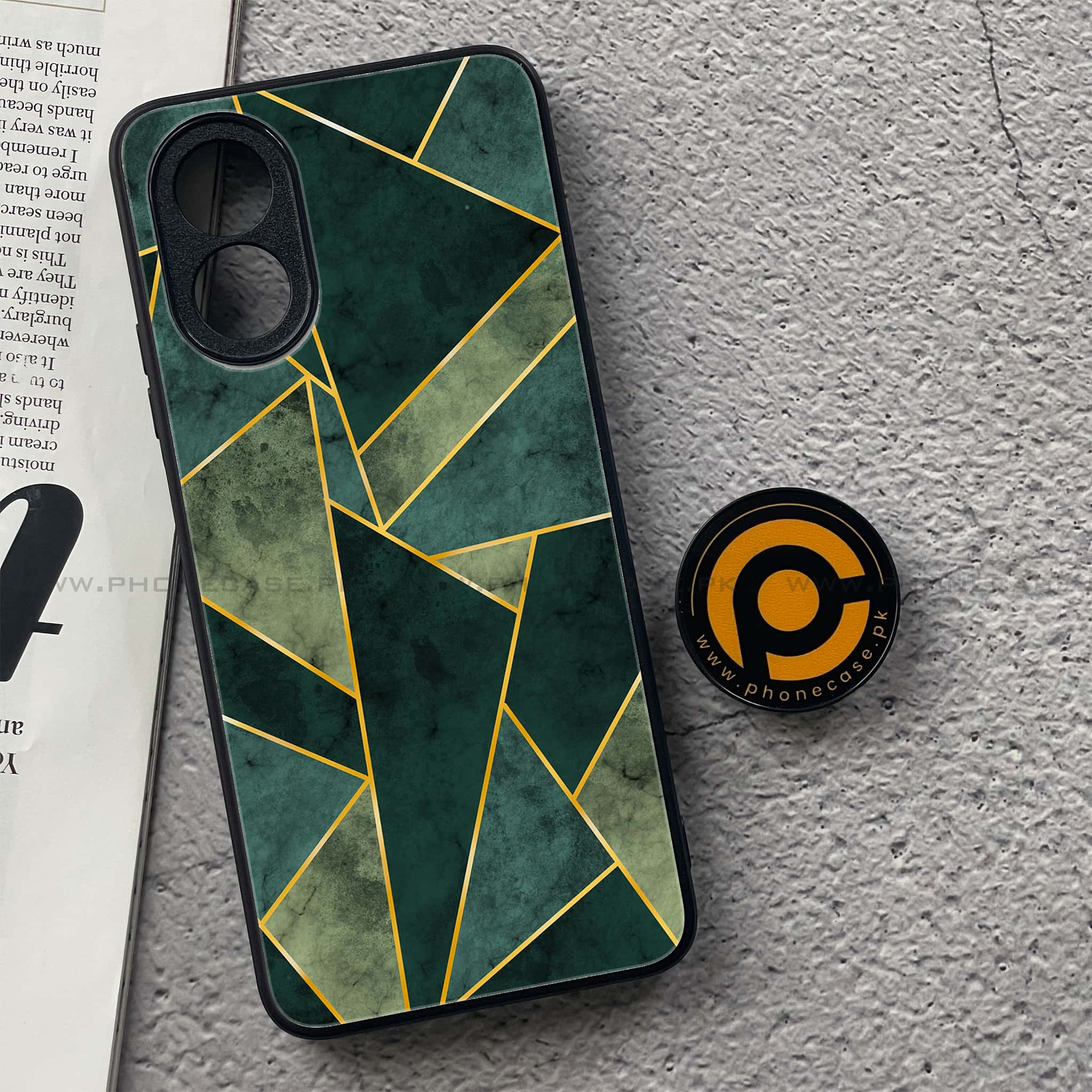 Oppo A18 4G - Geometric Marble Series  - Premium Printed Glass soft Bumper shock Proof Case