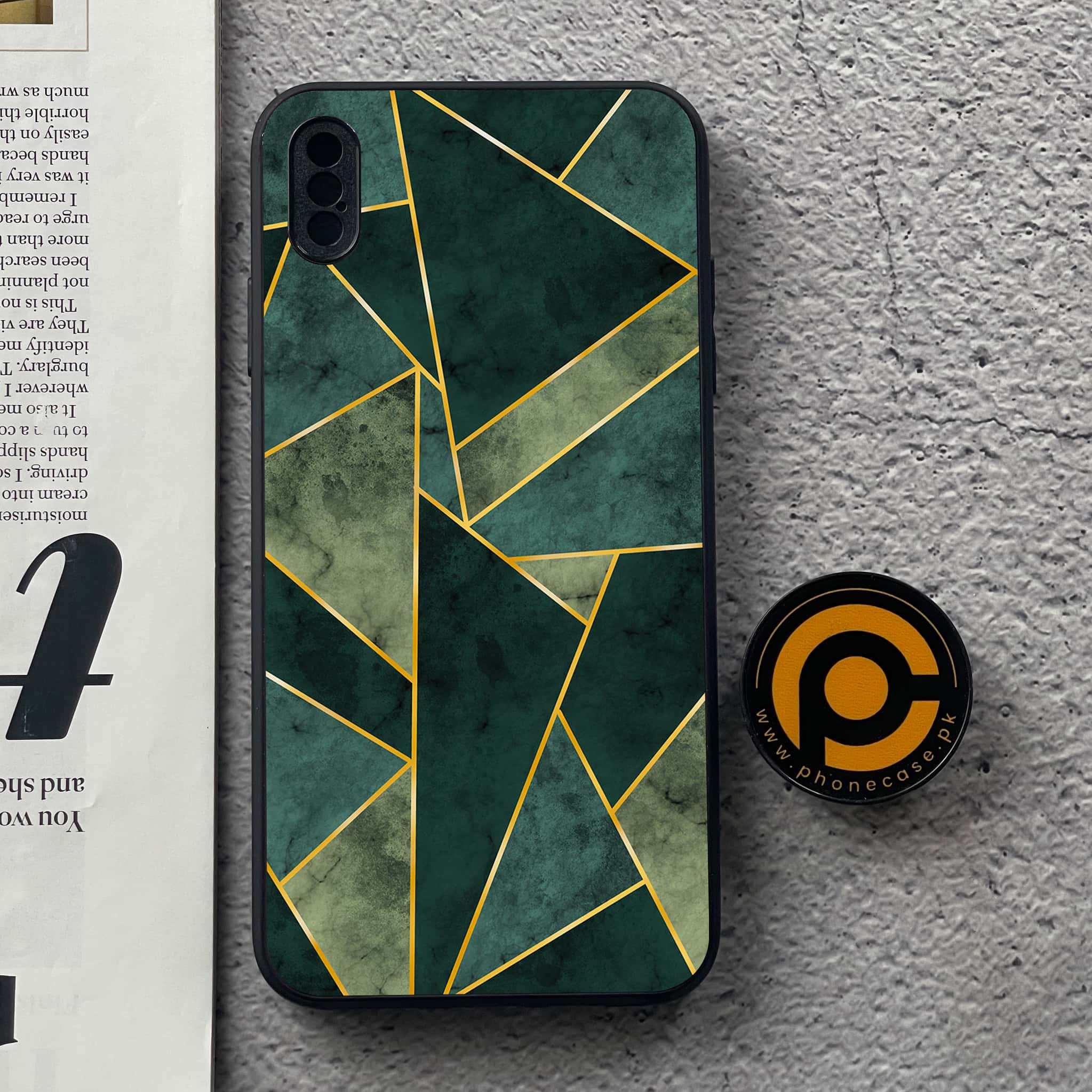 iPhone XS Max - Geometric Marble Series - Premium Metal Printed soft Bumper shock Proof Case