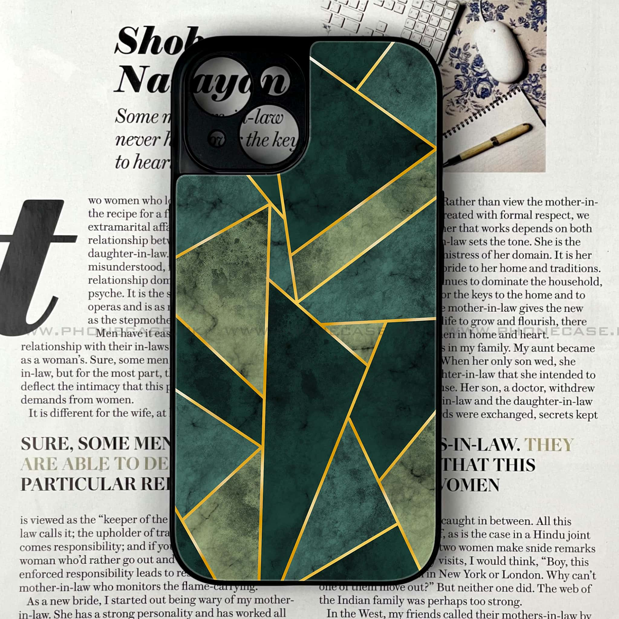 iPhone 14 - Geometric Marble Series - Premium Printed Glass soft Bumper shock Proof Case