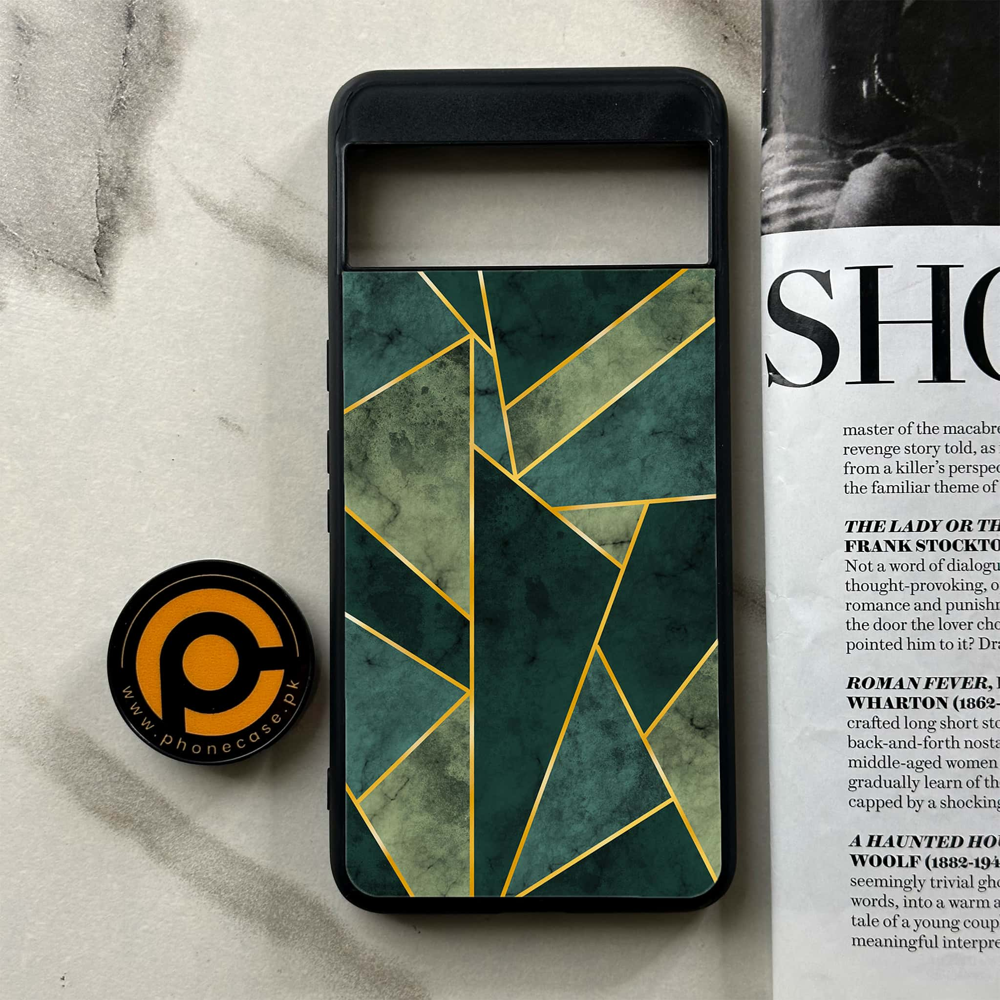 Google Pixel 8 Pro - Geometric Marble Series - Premium Printed Glass soft Bumper shock Proof Case