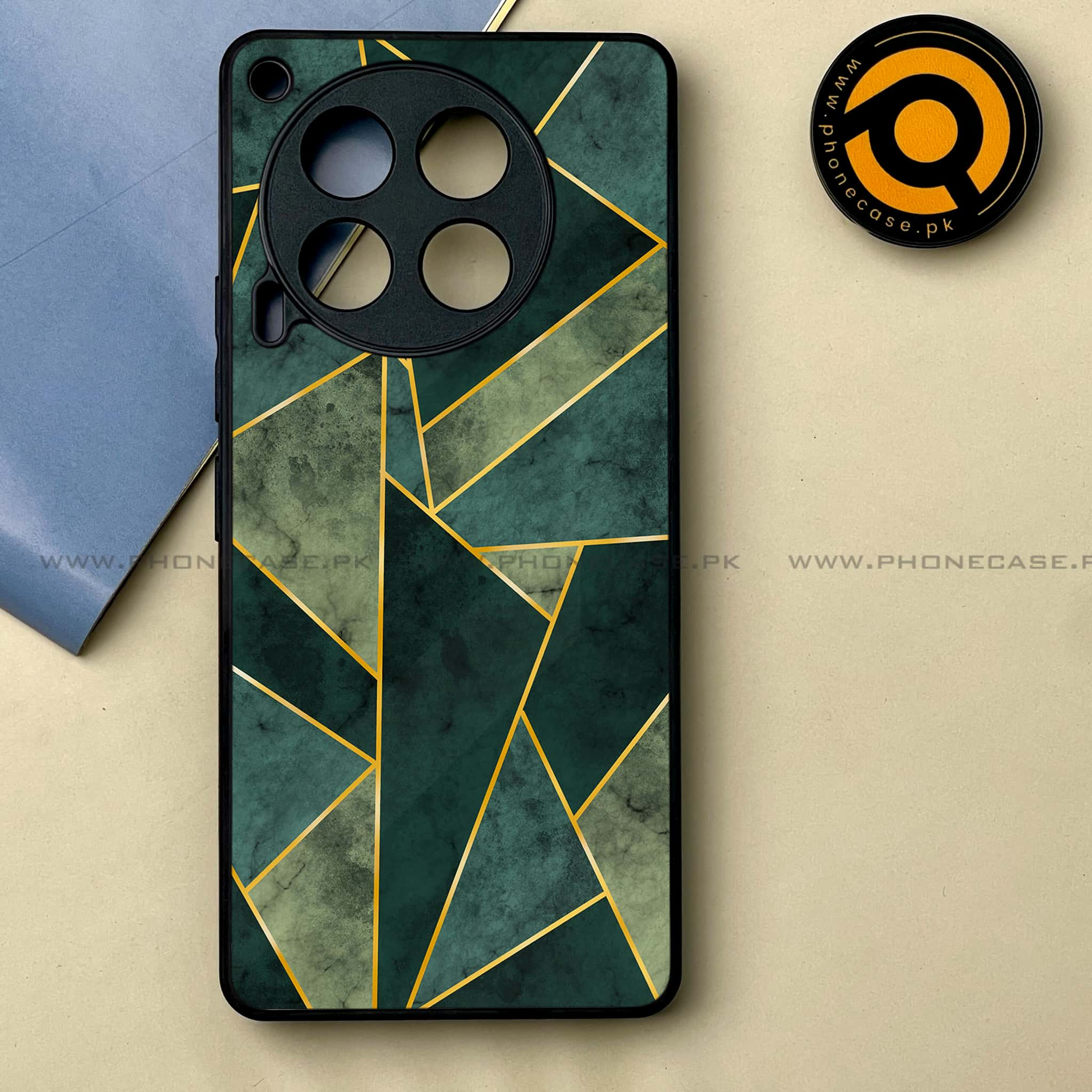 Tecno Camon 30 - Geometric Marble Series -  Premium Printed Metal soft Bumper shock Proof Case