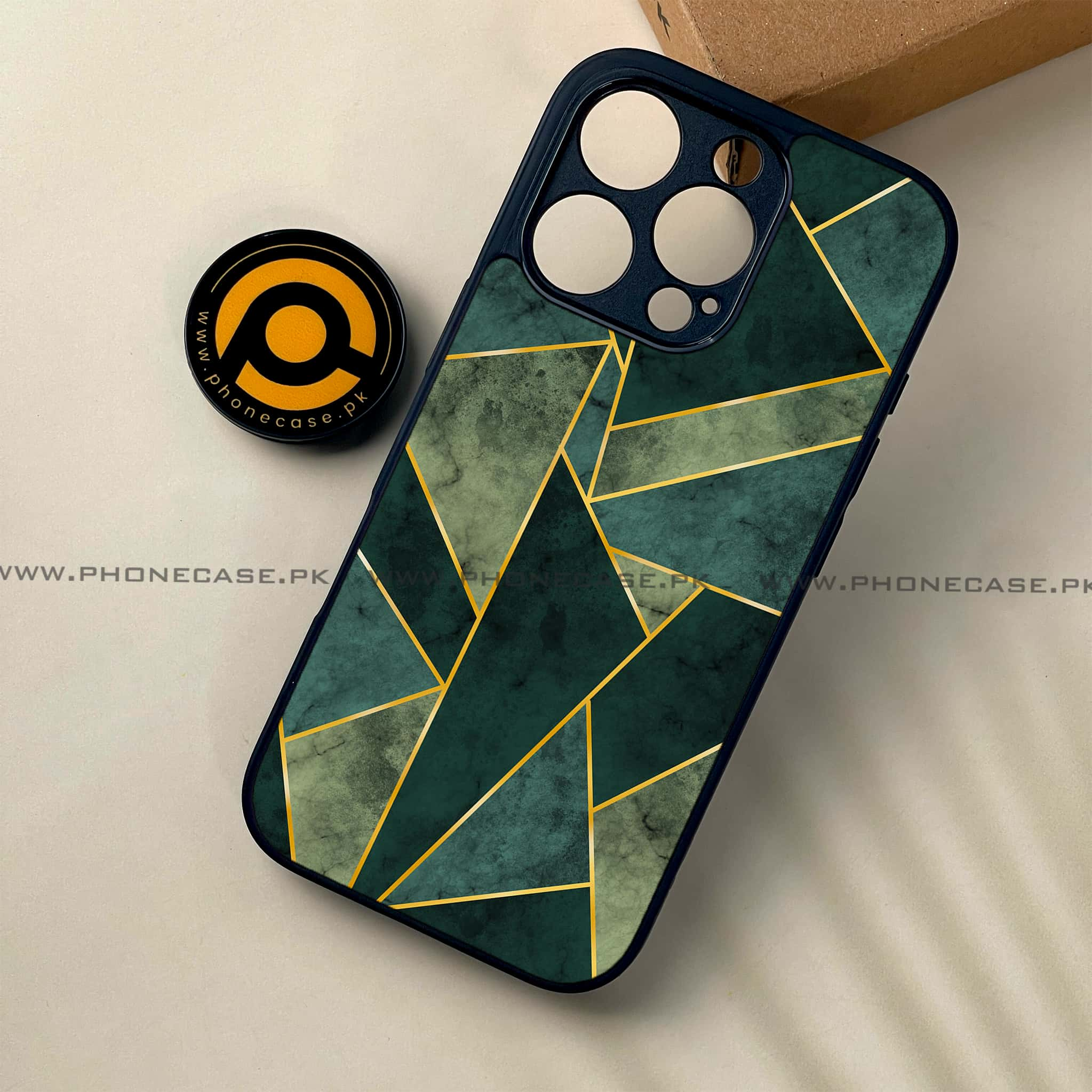 iPhone 16 Pro - Geometric Marble Series - Premium Printed Glass soft Bumper shock Proof Case