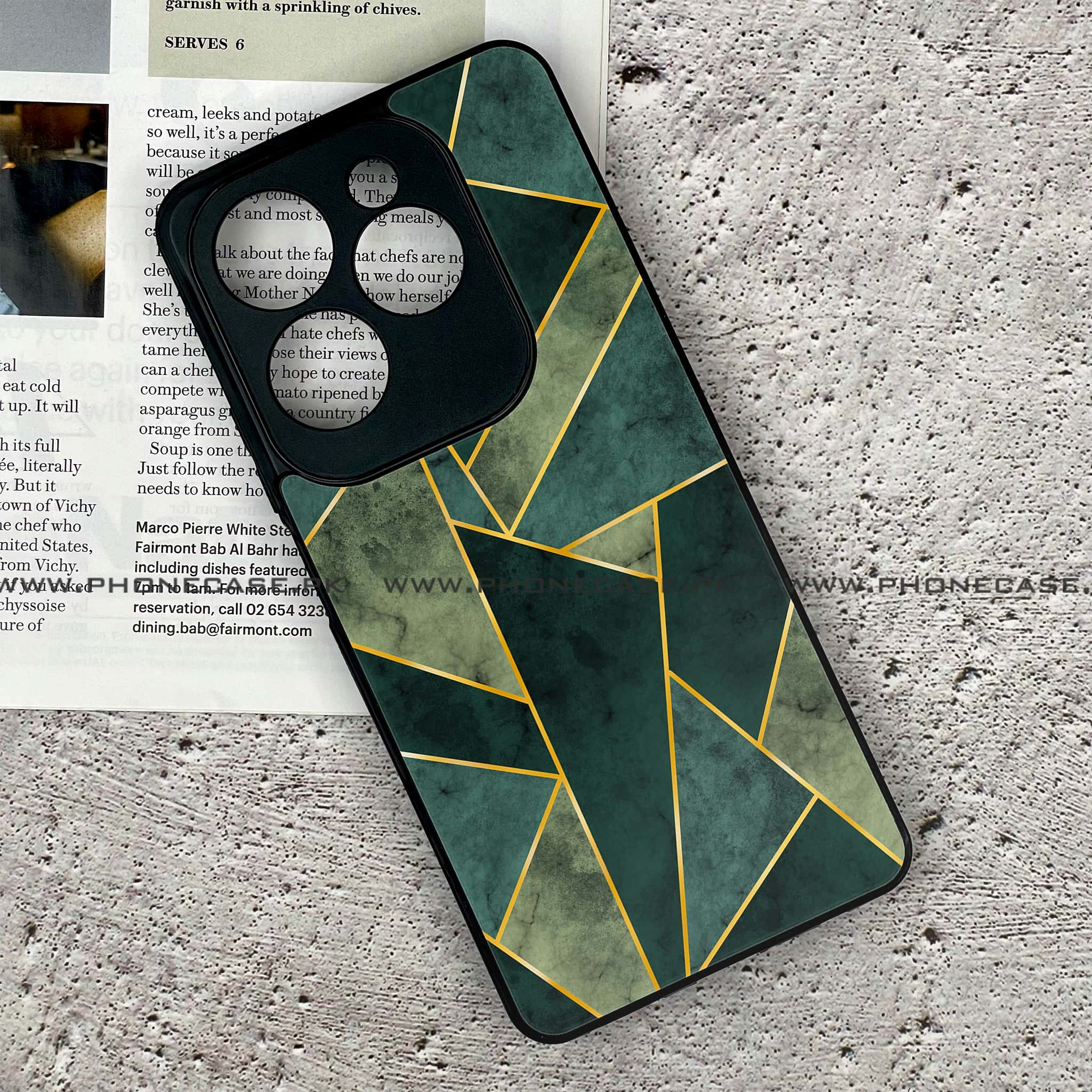 Infinix Hot 40 - Geometric Marble Series - Premium Printed Glass soft Bumper shock Proof Case