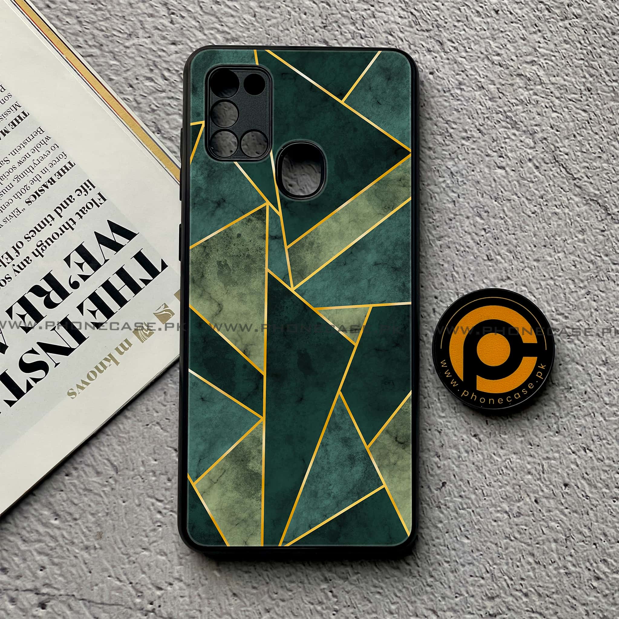 Samsung Galaxy A21s - Geometric Marble Series - Premium Printed Glass soft Bumper shock Proof Case