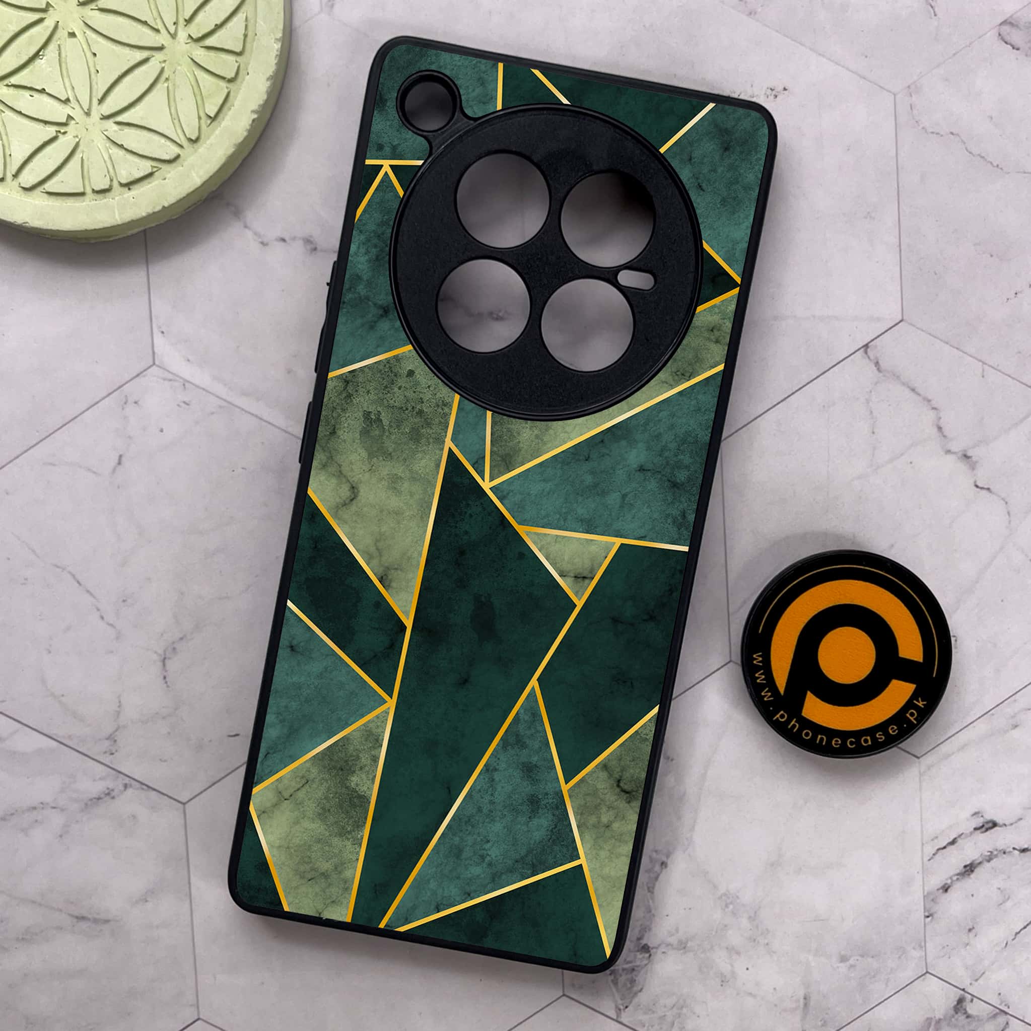 Infinix Zero 40 5G - Geometric Marble Series - Premium Metal Printed soft Bumper shock Proof Case