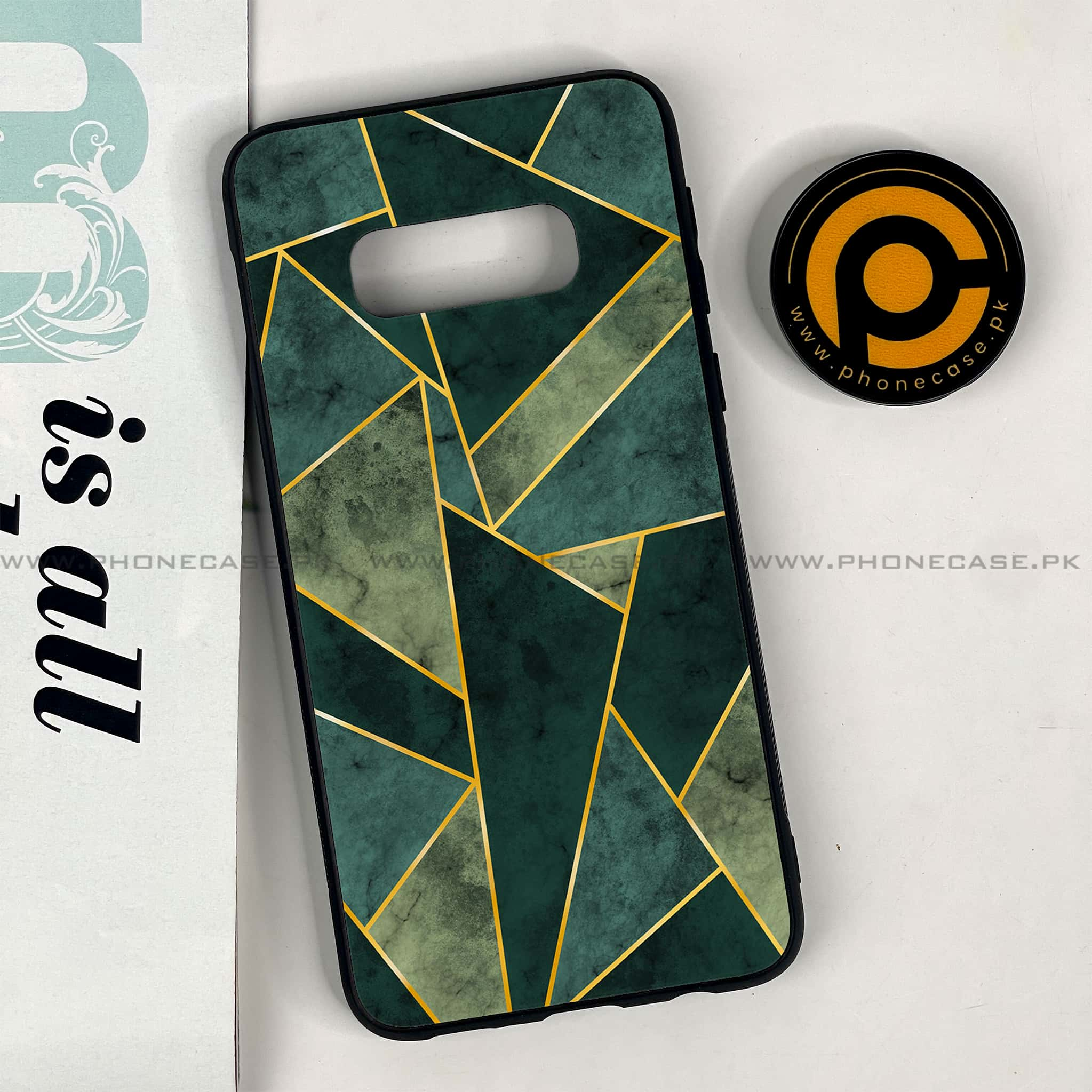 Galaxy S10e - Geometric Marble Series - Premium Printed Glass soft Bumper shock Proof Case