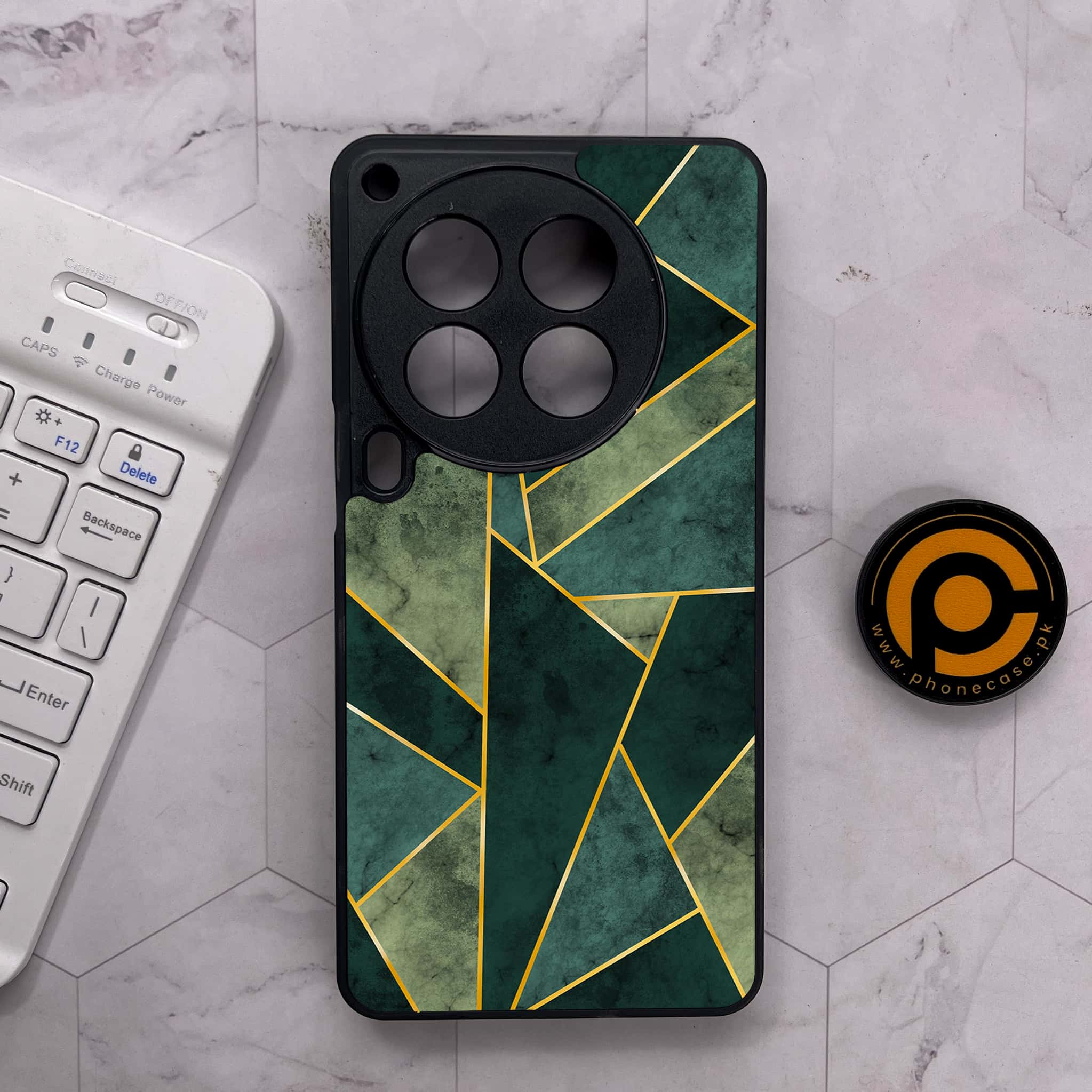 Tecno Camon 30 Premier - Geometric Marble Series - Premium Metal Printed soft Bumper shock Proof Case