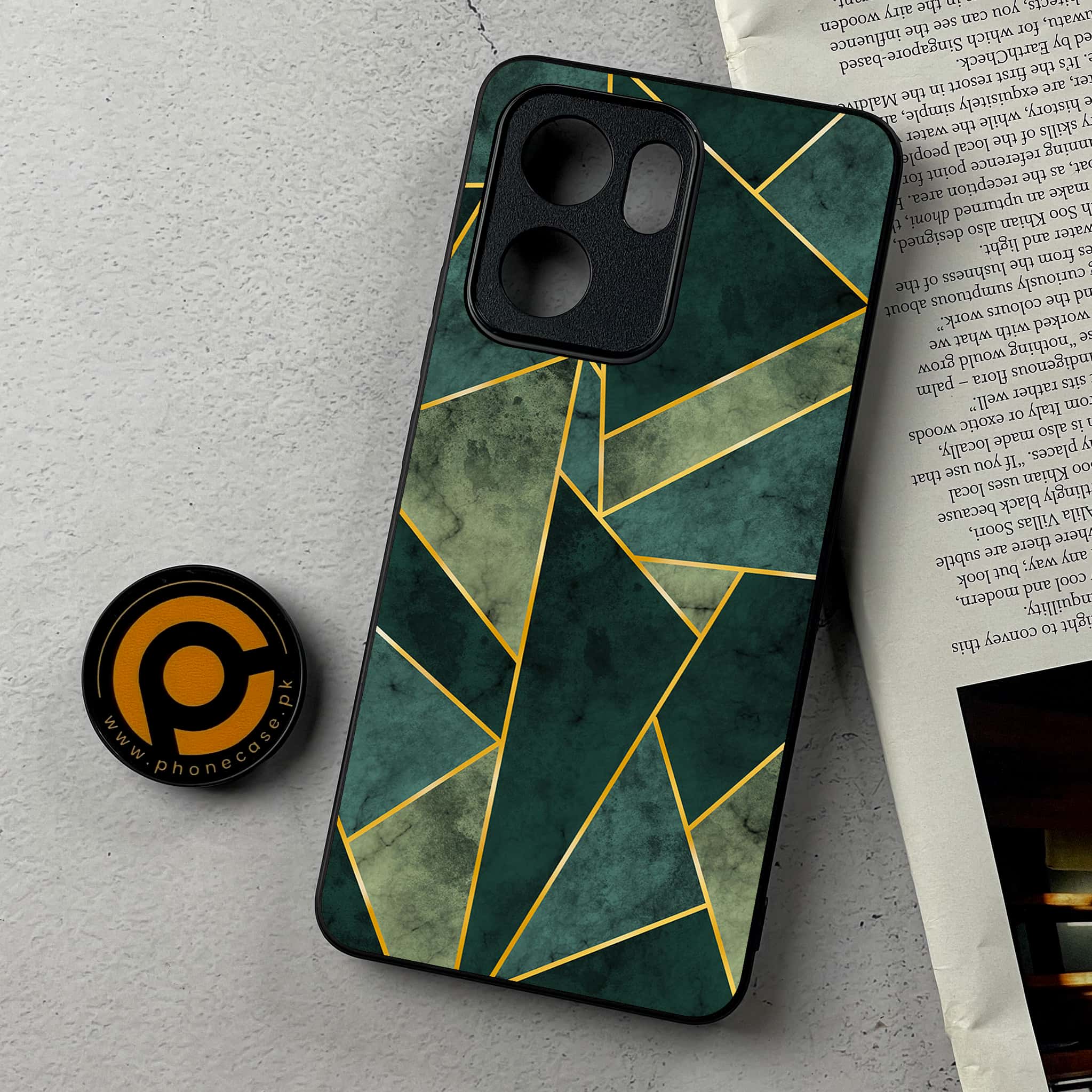 Oppo Reno 13F - Geometric Marble Series - Premium Metal Printed Soft Bumper Shockproof Case