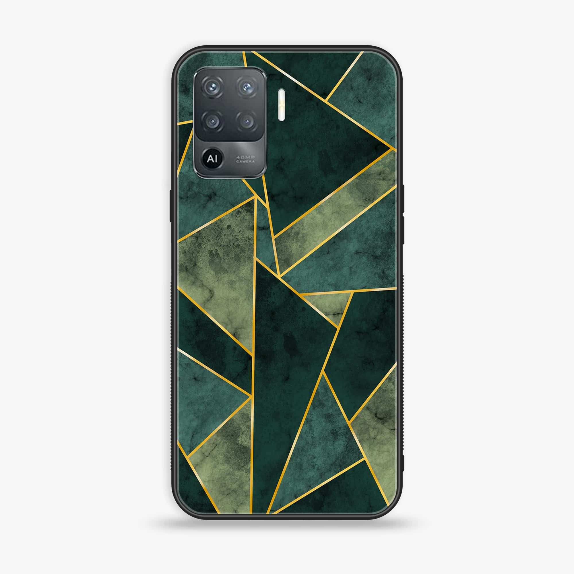 Oppo F19 Pro - Geometric Marble Series - Premium Printed Glass soft Bumper shock Proof Case