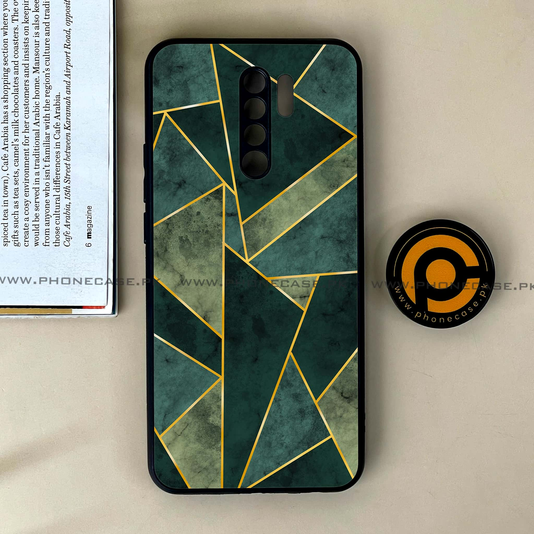 Xiaomi Redmi 9 - Geometric Marble Series - Premium Printed Glass soft Bumper shock Proof Case