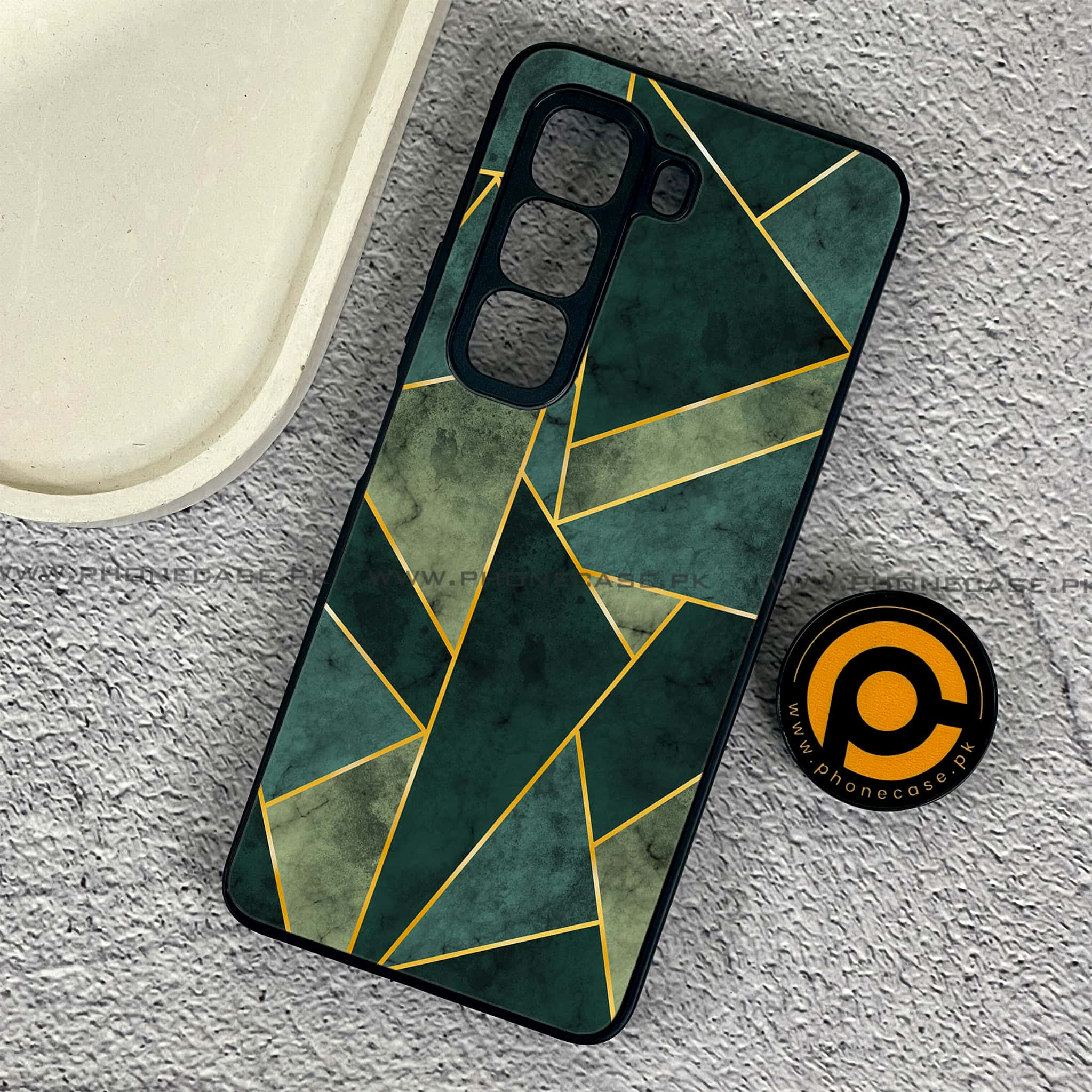 Infinix Hot 50 Pro - Geometric Marble Series - Premium Printed Glass soft Bumper shock Proof Case