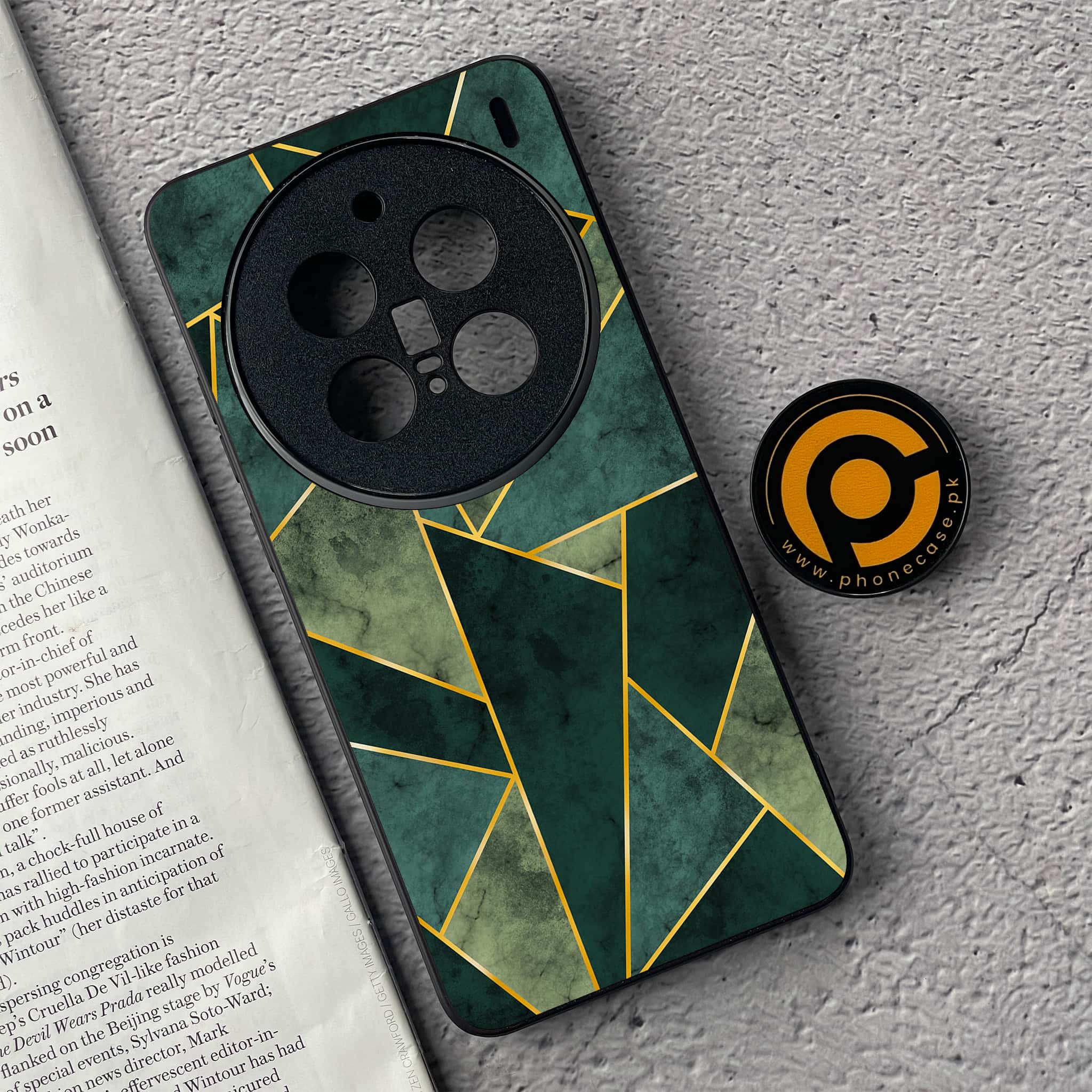 Vivo X200 Pro - Geometric Marble Series - Premium Metal  Printed soft Bumper shock Proof Case