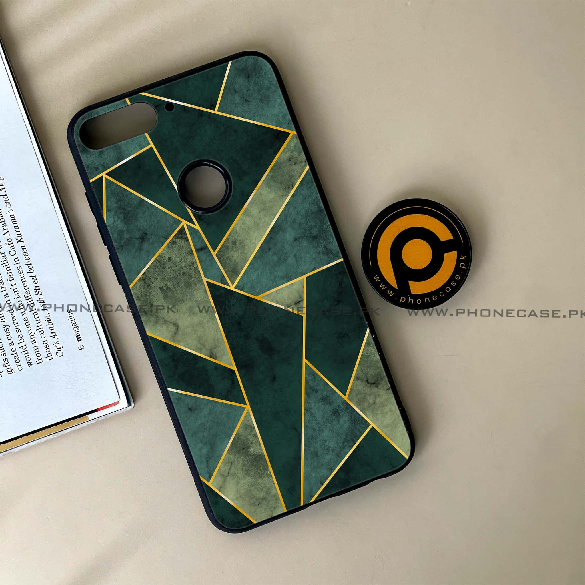 Huawei Y7 Prime (2018) - Geometric Marble Series - Premium Printed Glass soft Bumper shock Proof Case