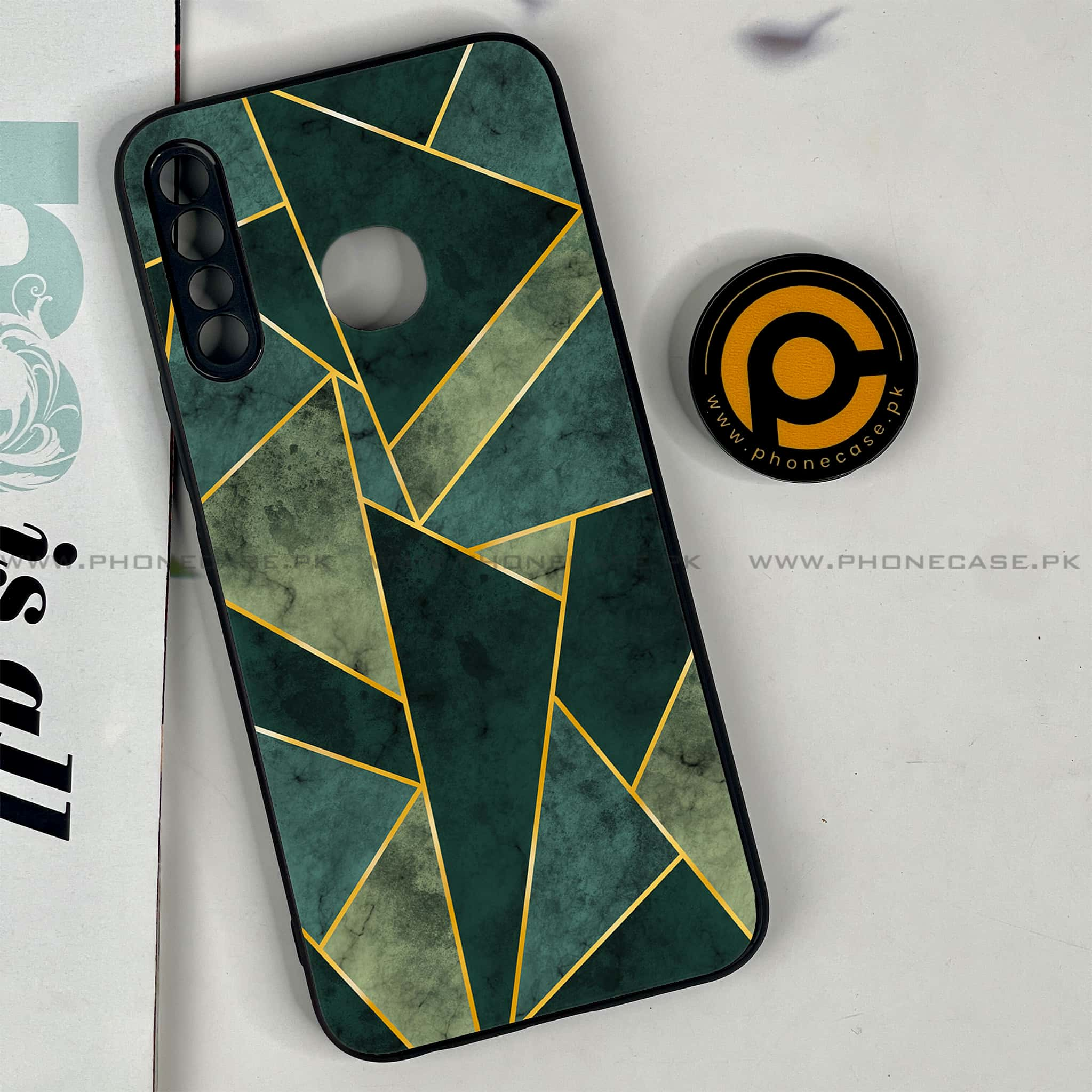 Infinix Hot 8 Lite - Geometric Marble Series - Premium Printed Glass soft Bumper shock Proof Case