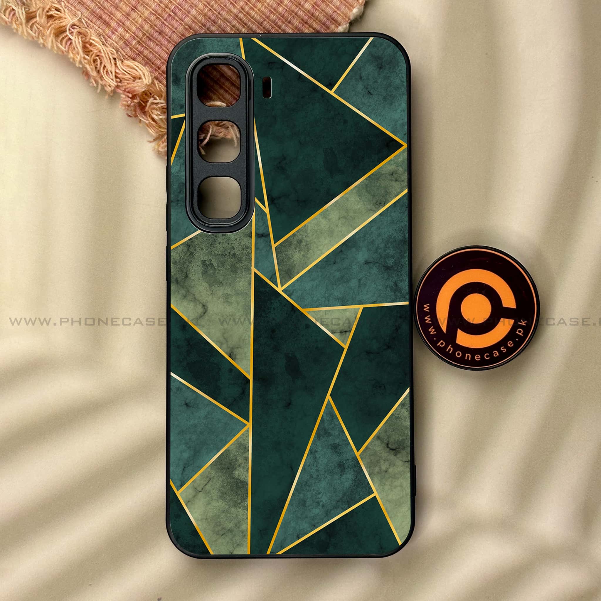 Infinix Hot 60 Pro - Geometric Marble Series - Premium Metal Printed soft Bumper shock Proof Case