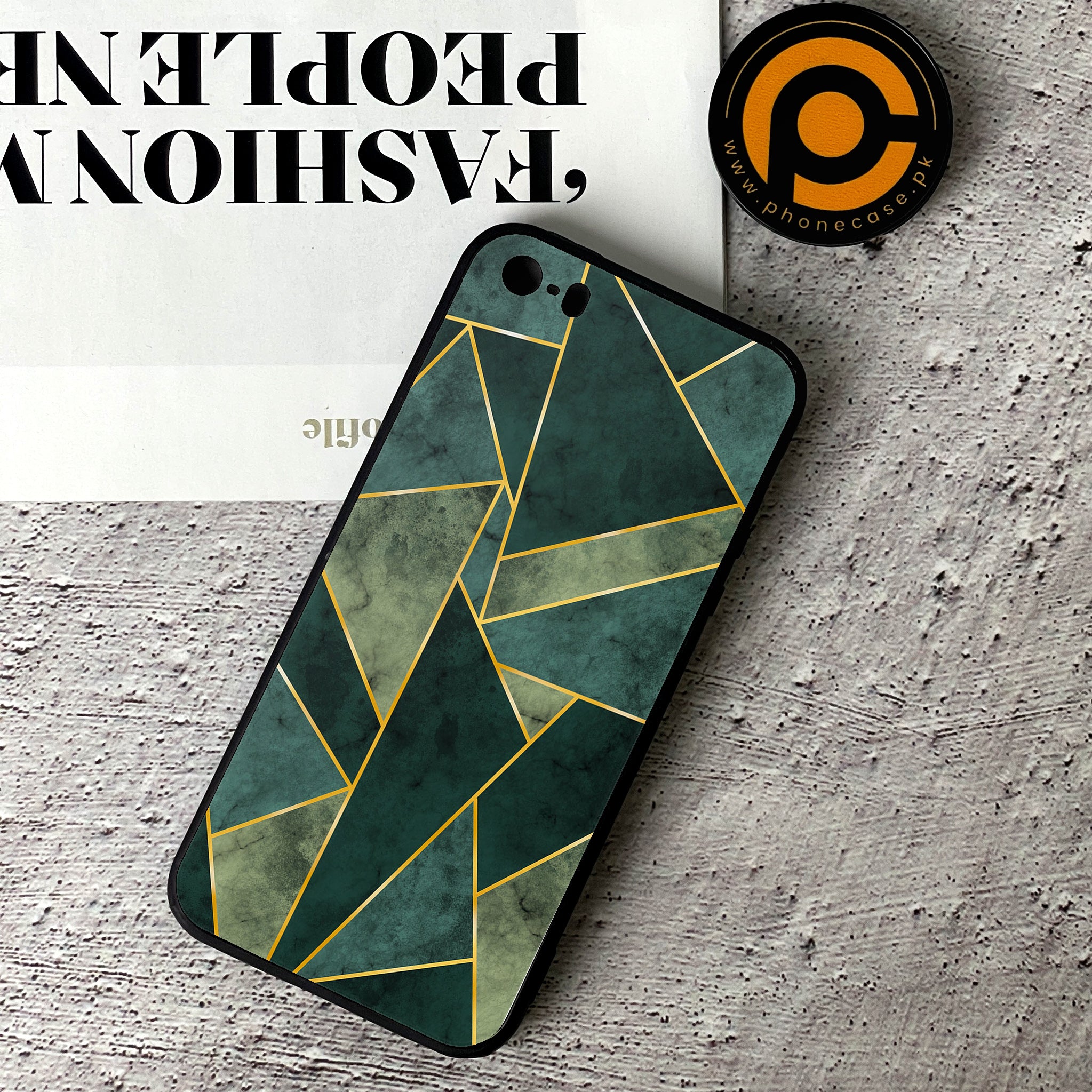 iPhone 5/5c/5s - Geometric Marble Series - Premium Printed Glass soft Bumper shock Proof Case