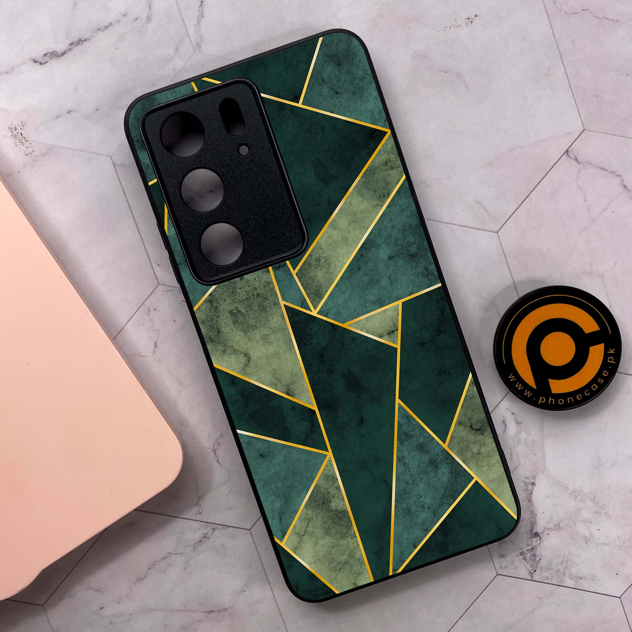 Realme C75x 4G - Geometric Marble Series - Premium Metal Printed soft Bumper shock Proof Case