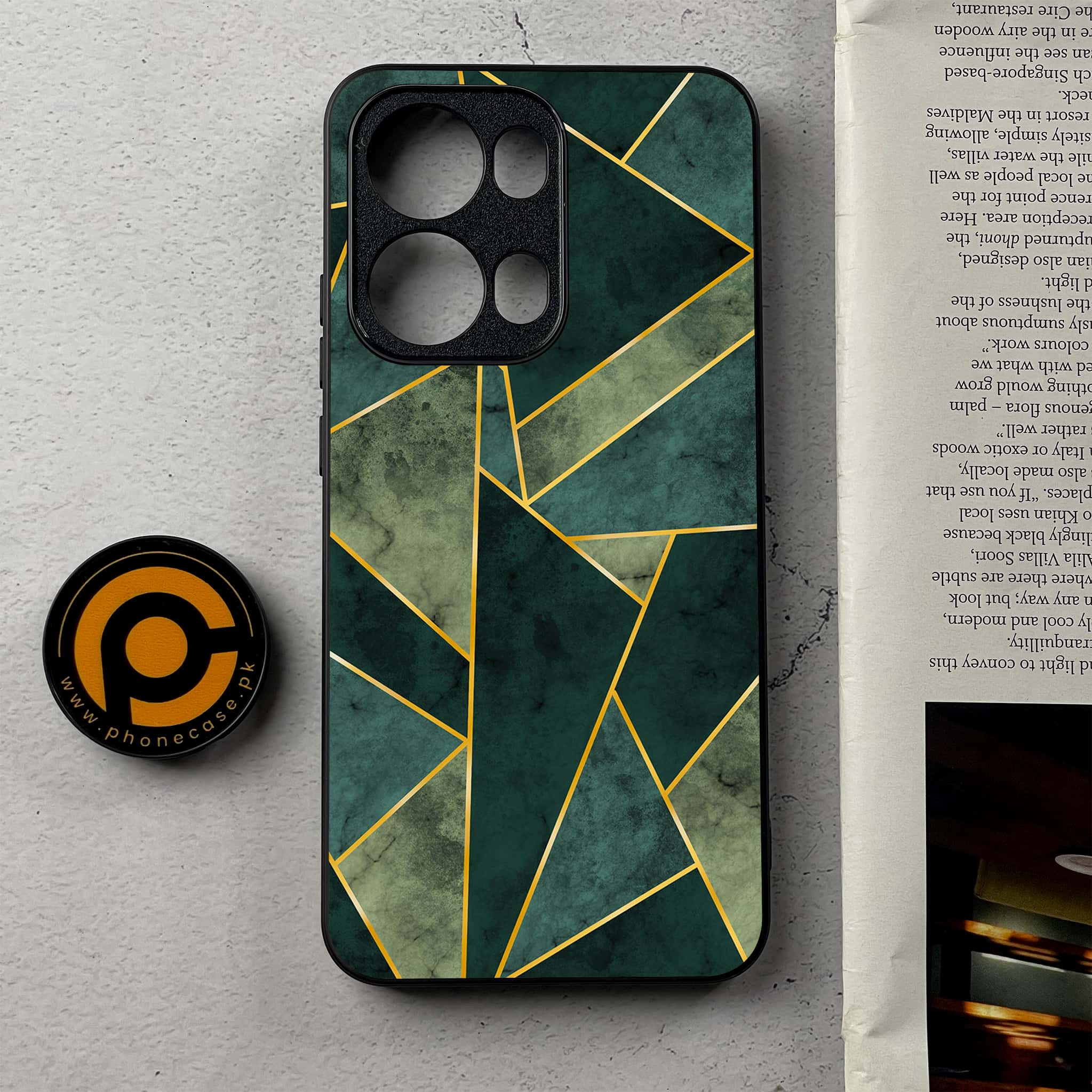 Oppo Reno 13 Pro - Geometric Marble Series - Premium Metal Printed Soft Bumper Shockproof Case