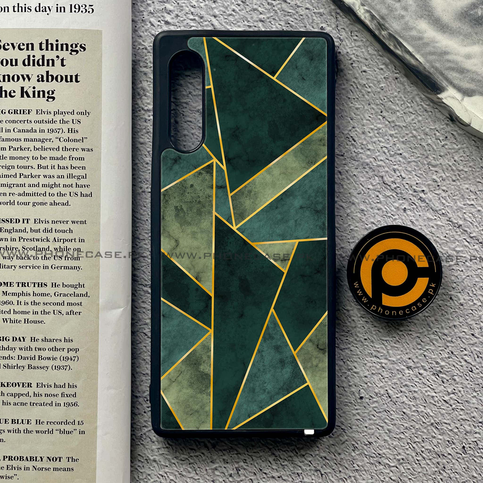 LG Velvet - Geometric Marble Series - Premium Printed Glass soft Bumper shock Proof Case