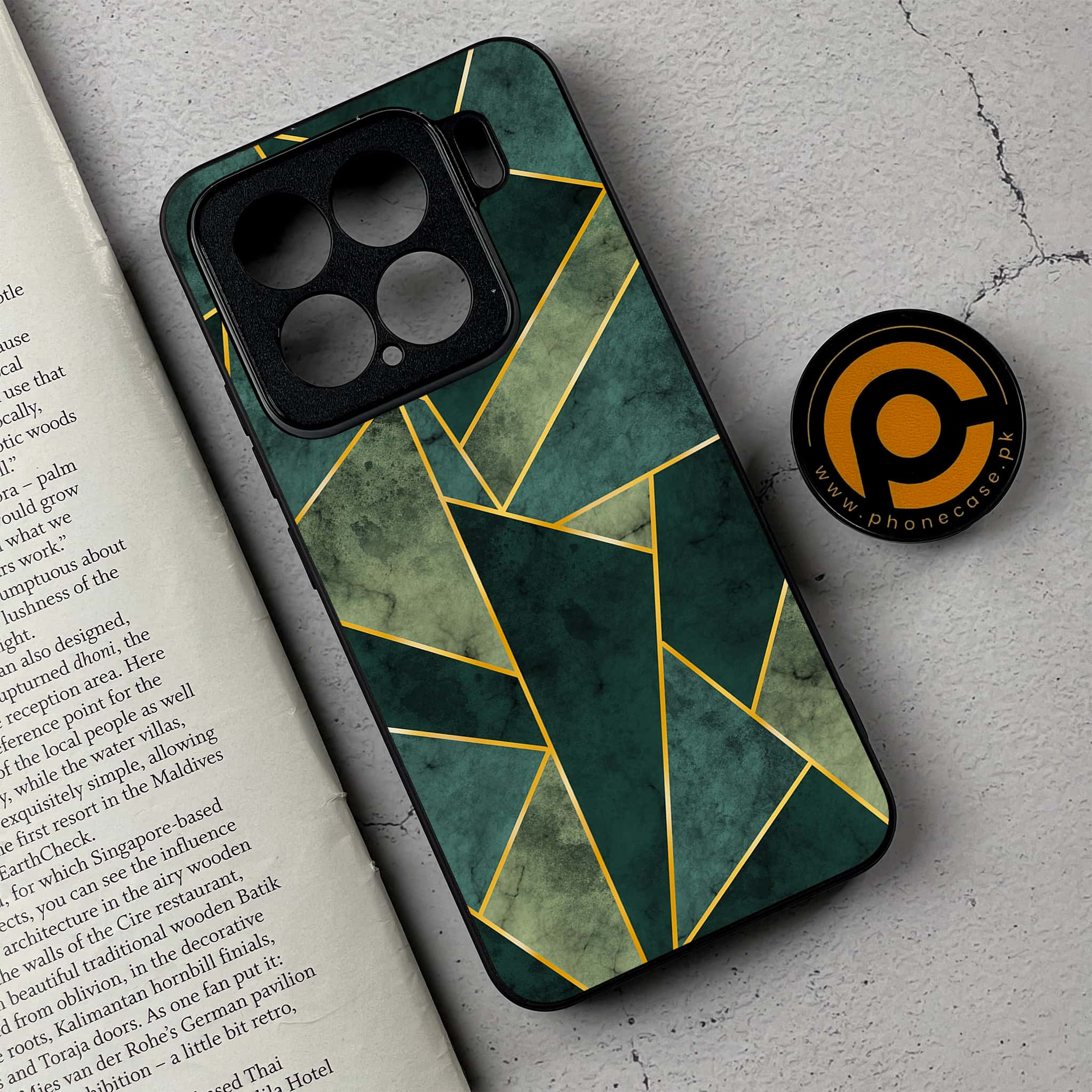 Xiaomi 15 - Geometric Marble Series - Premium Metal Printed soft Bumper shock Proof Case