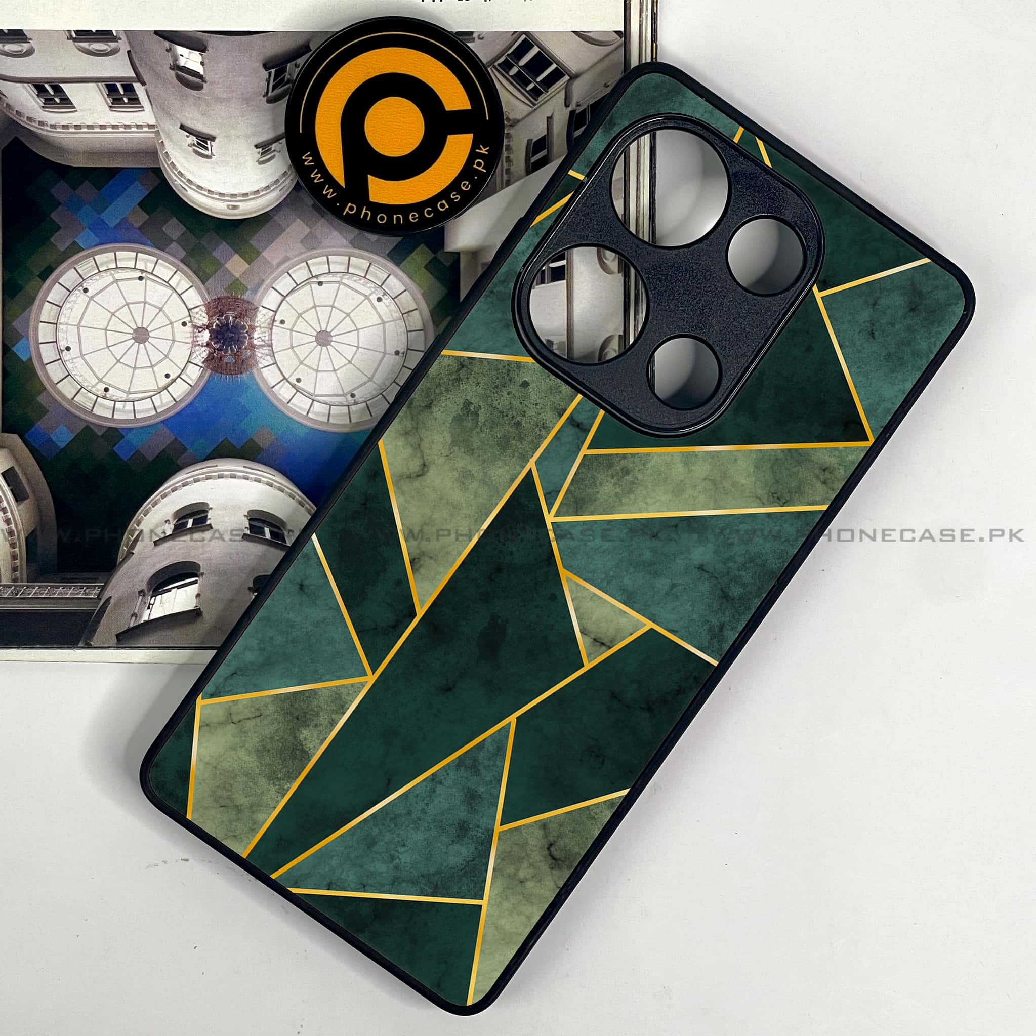 Redmi Note 13 Pro 4G - Geometric Marble Series - Premium Metal Printed soft Bumper shock Proof Case