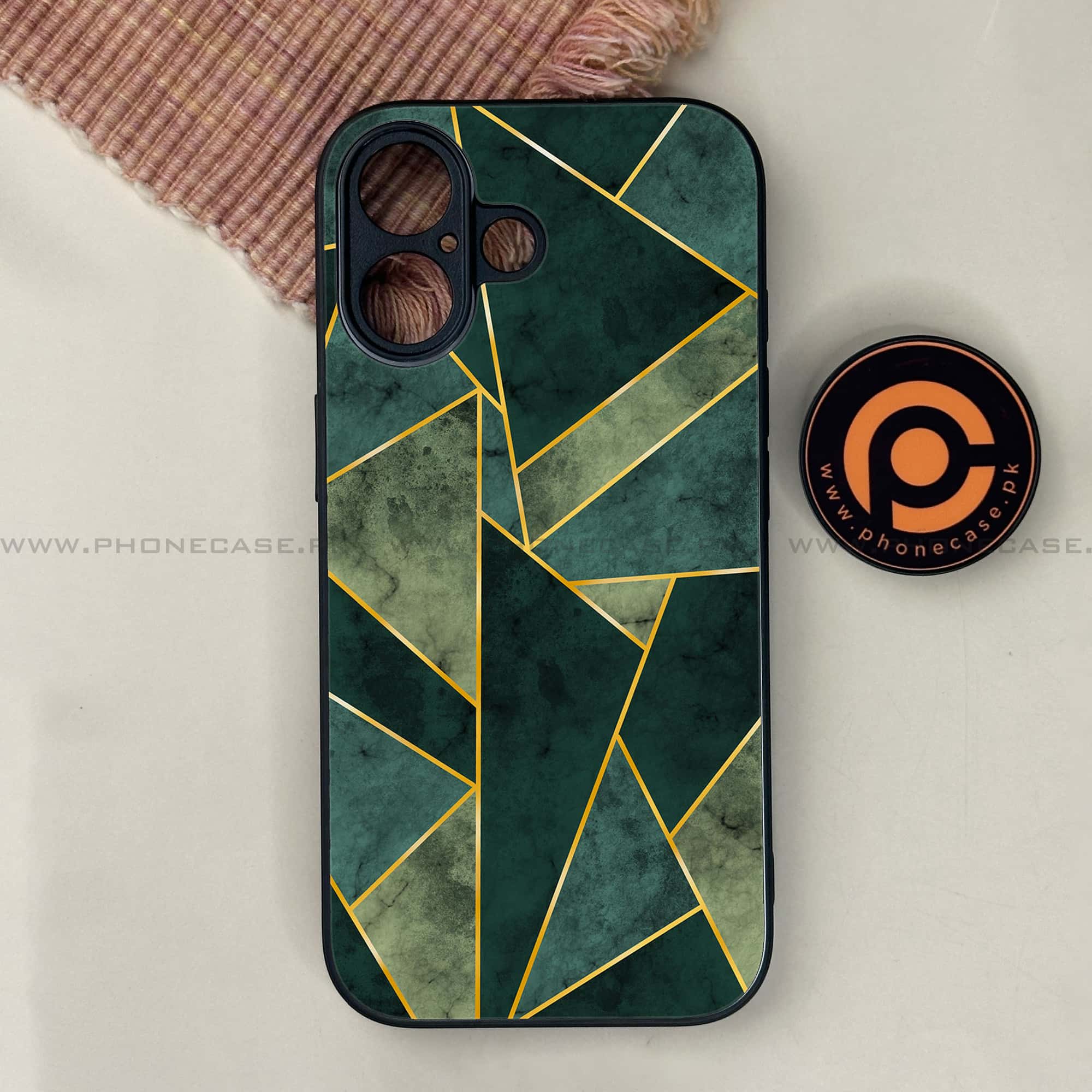 iPhone 17 - Geometric Marble Series - Premium Printed Glass soft Bumper shock Proof Case
