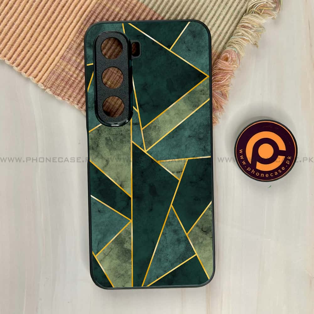 Infinix Hot 60i - Geometric Marble Series - Premium Metal Printed soft Bumper shock Proof Case