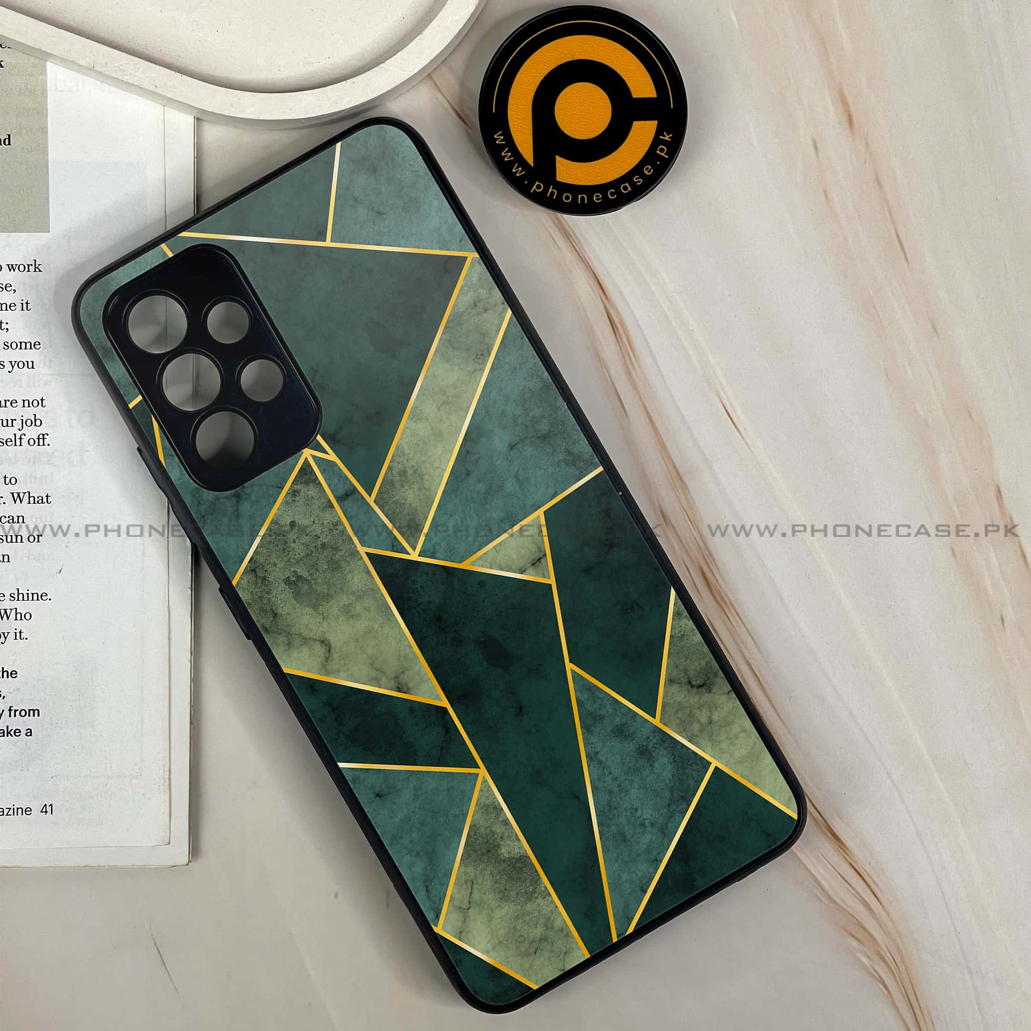 Samsung Galaxy A32 4G- Geometric Marble Series - Premium Printed Glass soft Bumper shock Proof Case