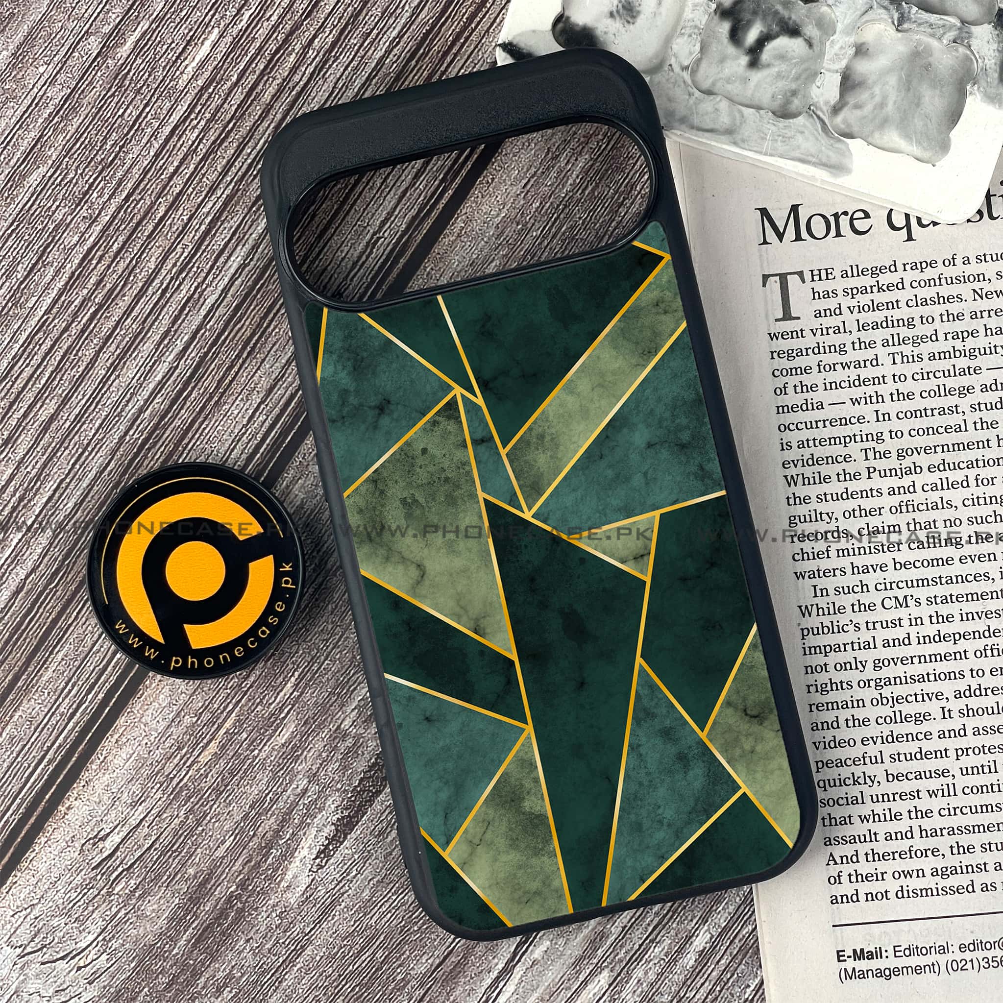 Google Pixel 9 - Geometric Marble Series - Premium Metal Printed soft Bumper Shock Proof Case