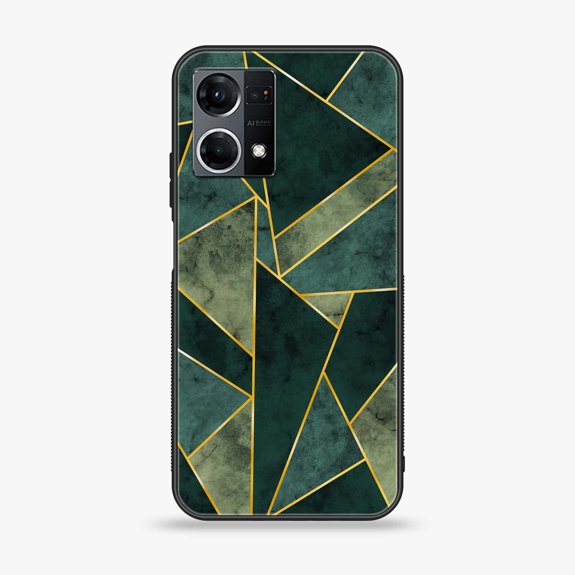 Oppo Reno 7 - Geometric Marble Series - Premium Printed Glass soft Bumper shock Proof Case