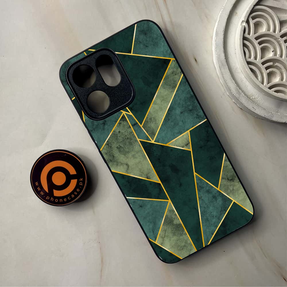 Oppo Reno 14F - Geometric Marble Series - Premium Metal Printed Soft Bumper Shockproof Case