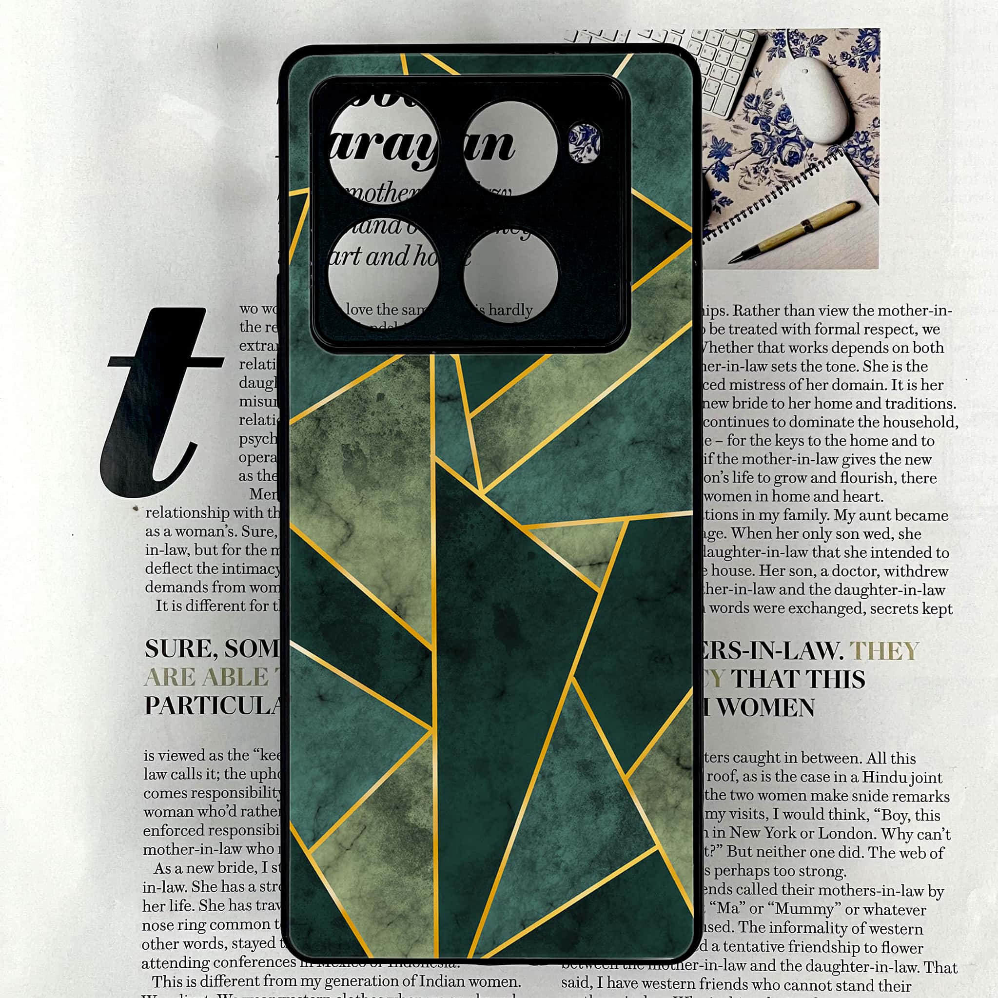 Infinix Note 40 Pro Plus - Geometric Marble Series - Premium Metal Printed soft Bumper shock Proof Case