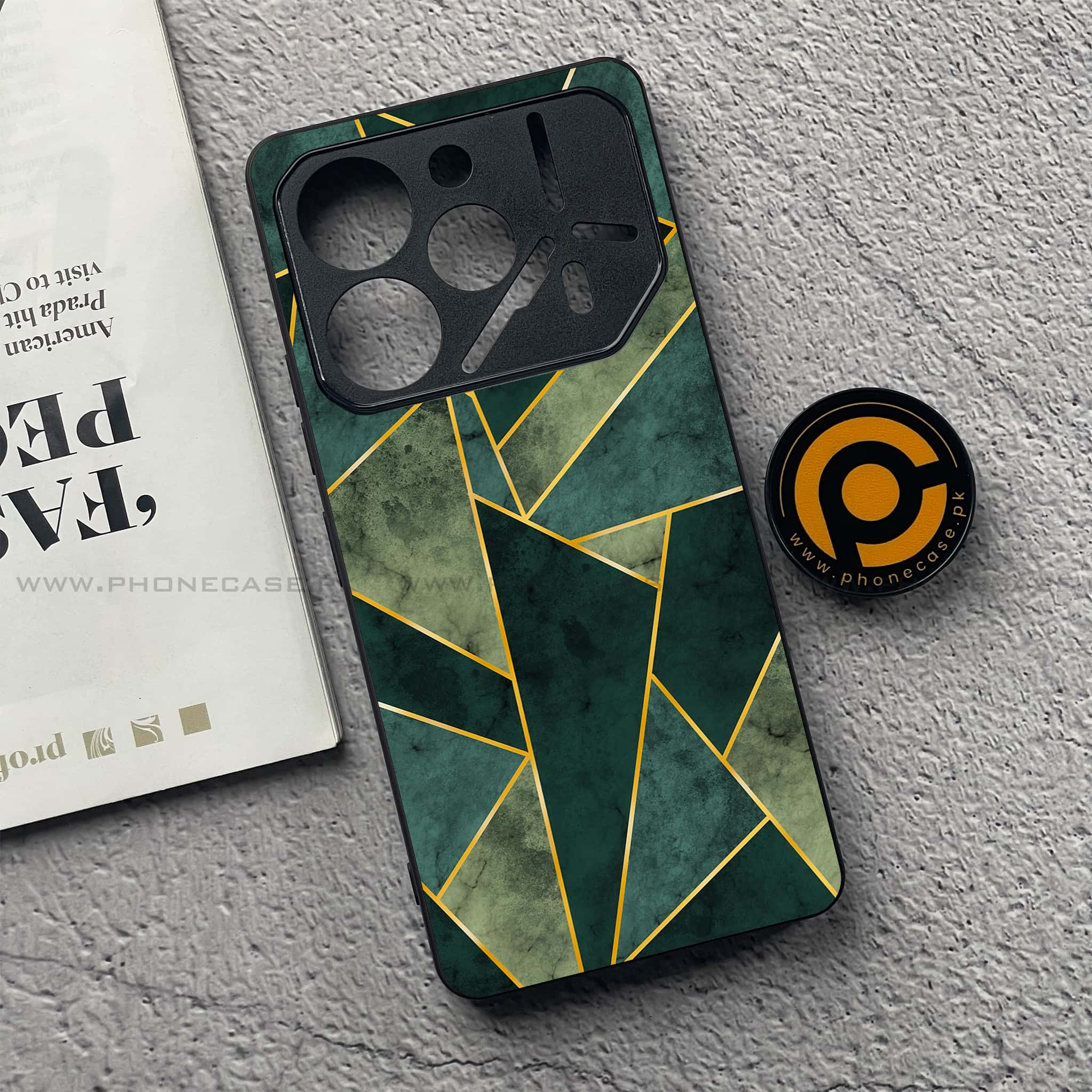 Tecno Pova 6 - Geometric Marble Series - Premium Printed Glass soft Bumper shock Proof Case