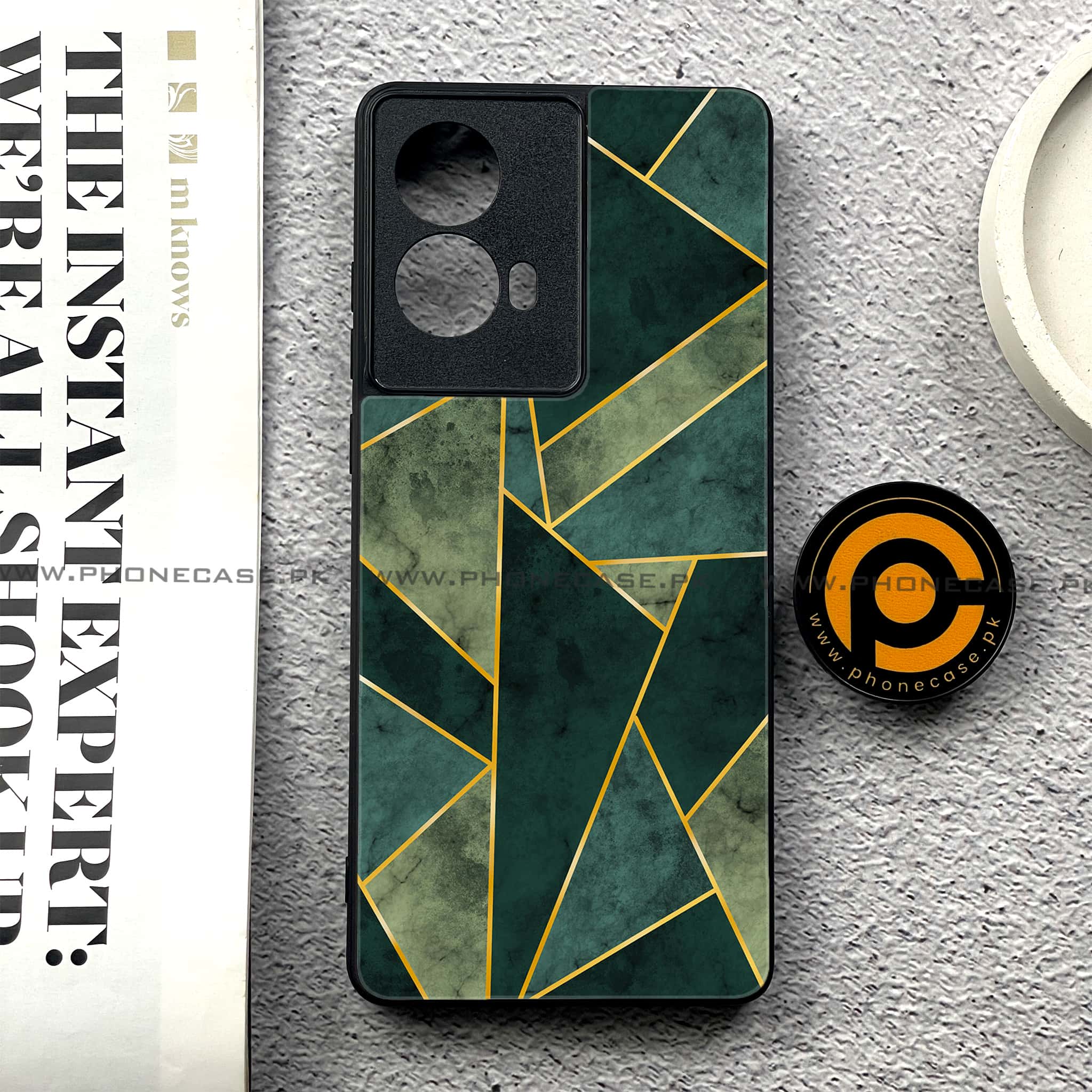 Moto G85 - Geometric Marble Series - Premium Printed Glass soft Bumper shock Proof Case