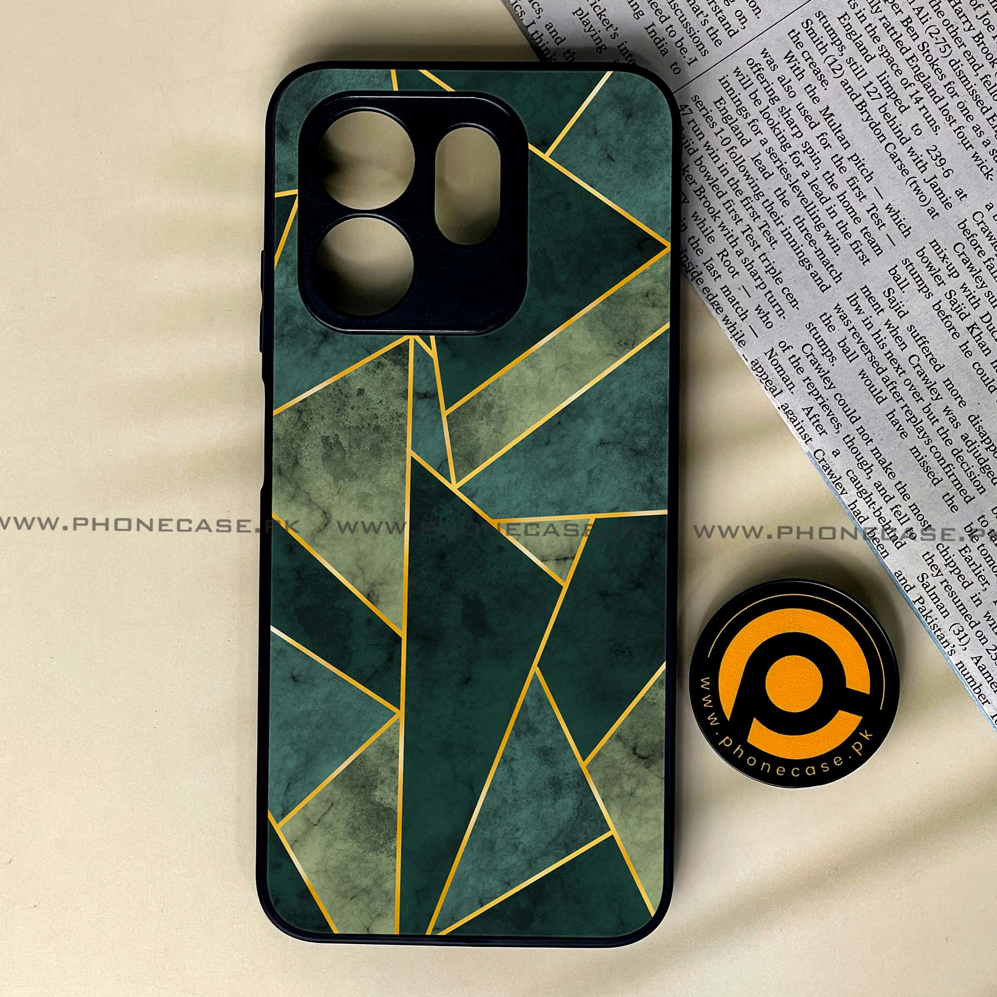 Infinix Hot 50i -  Geometric Marble Series - Premium Printed Glass soft Bumper shock Proof Case