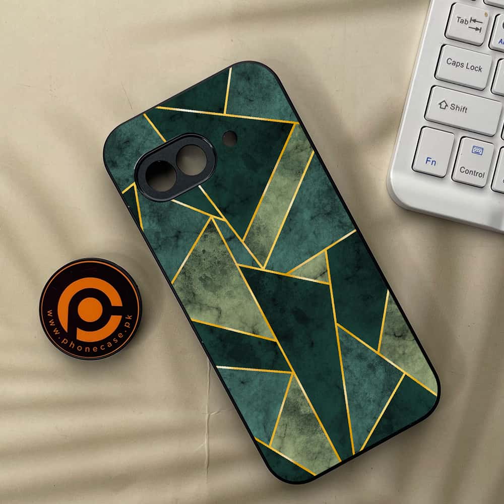 Google Pixel 9a - Geometric Marble Series - Premium Metal Printed soft Bumper Shock Proof Case