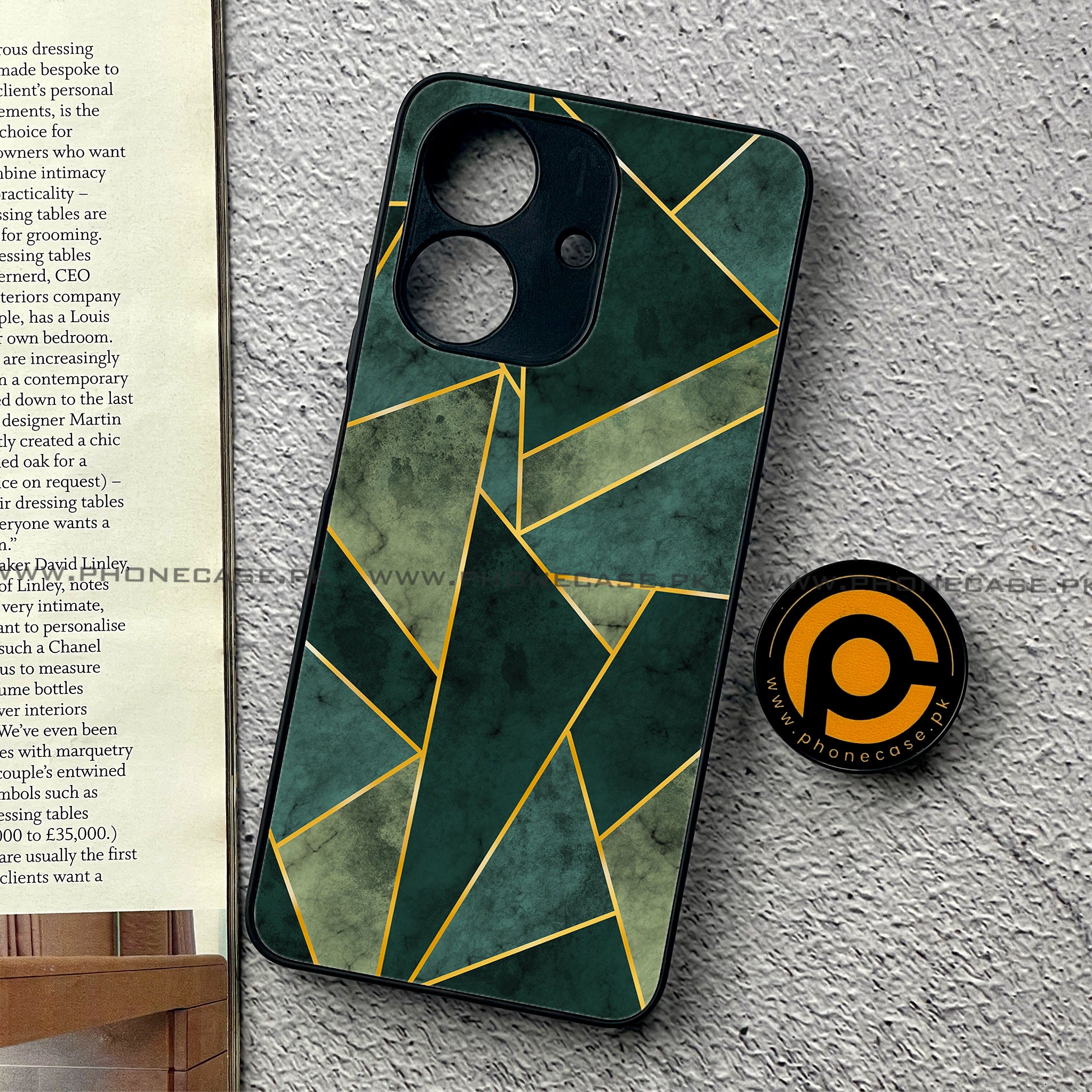 Realme Note 60 - Geometric Marble Series - Premium Printed Glass soft Bumper shock Proof Case