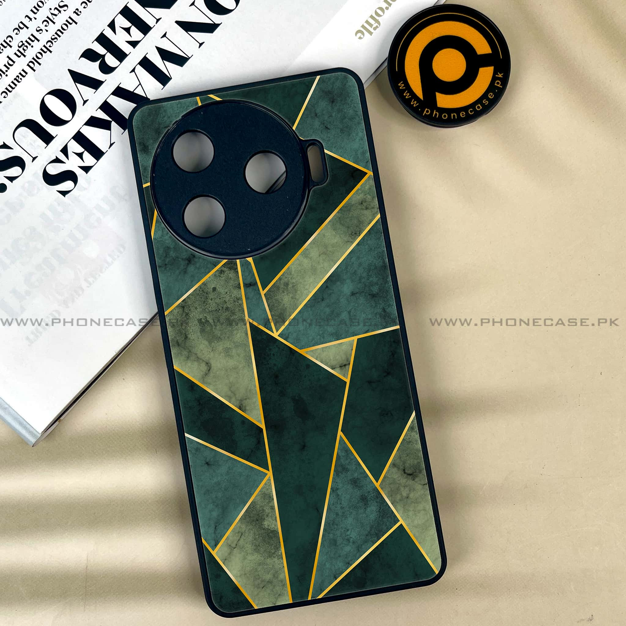 Tecno Camon 30 Pro - Geometric Marble Series - Premium Printed Glass soft Bumper shock Proof Case