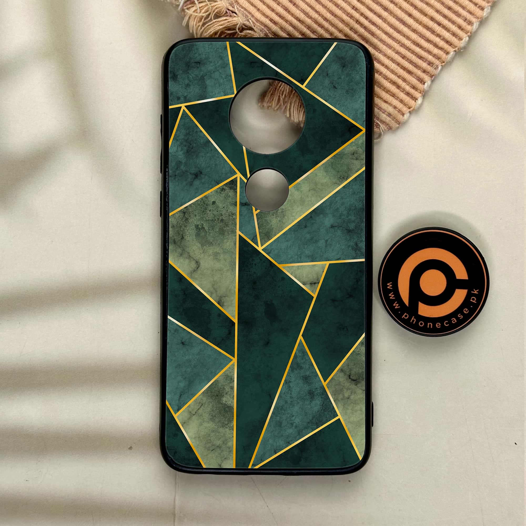 Moto G7 - Geometric Marble Series - Premium Printed Glass soft Bumper shock Proof Case