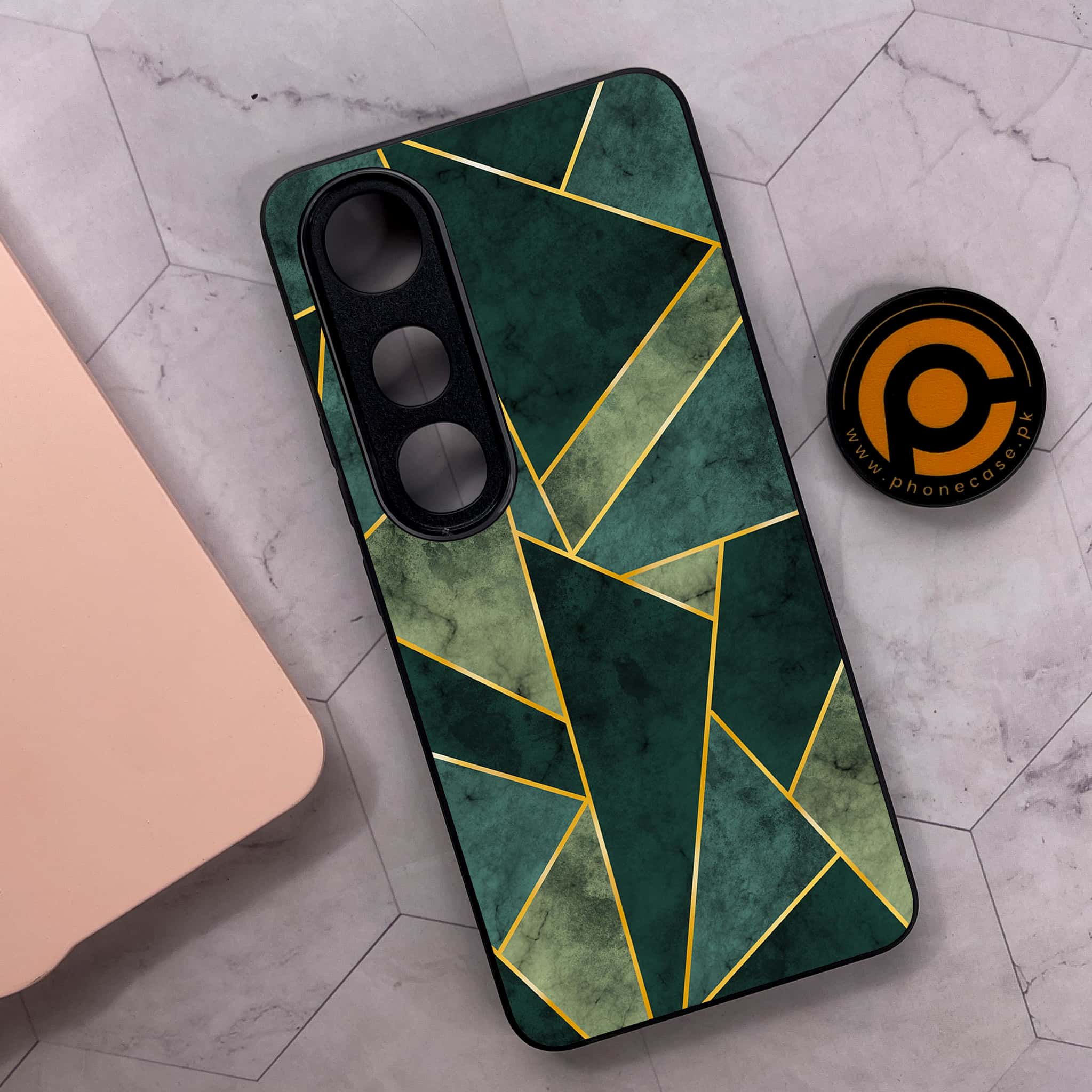 Vivo V50 Lite - Geometric Marble Series - Premium Metal Printed soft Bumper shock Proof Case