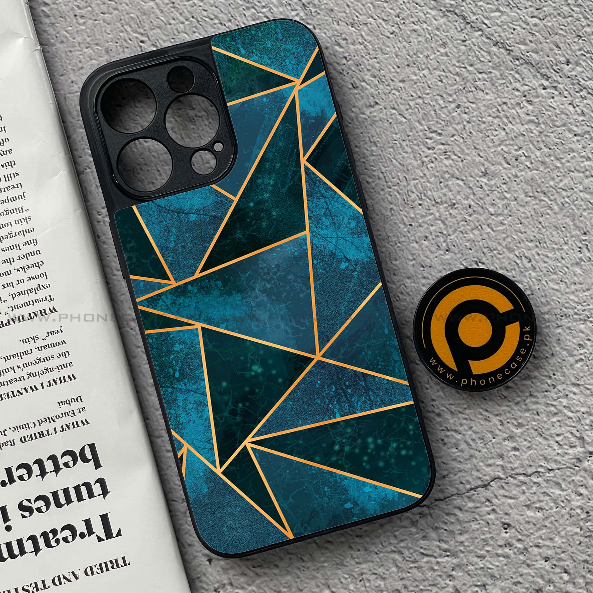 iPhone 15 Pro - Geometric Marble Series - Premium Metal Printed soft Bumper shock Proof Case